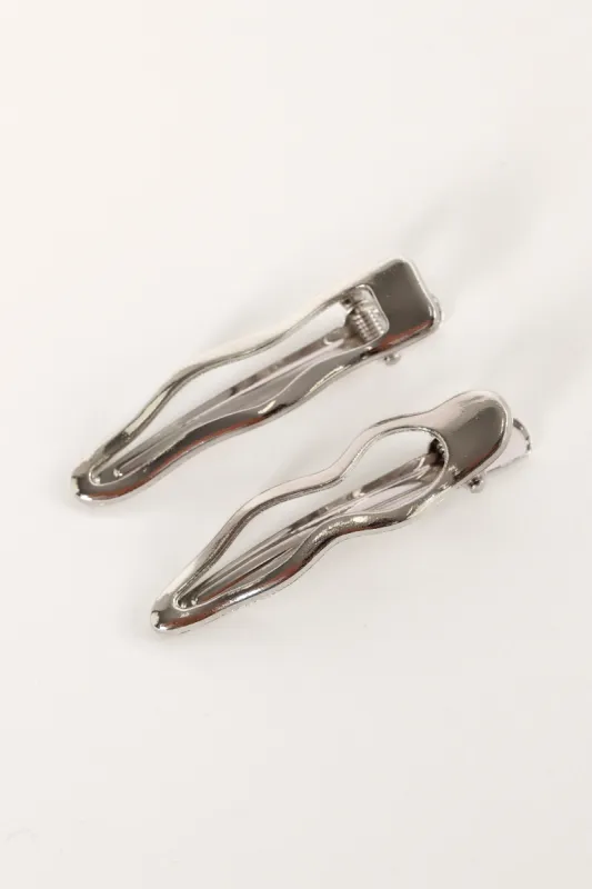 Kesha 2 Pack Hairclip - Silver sold by Petal & Pup