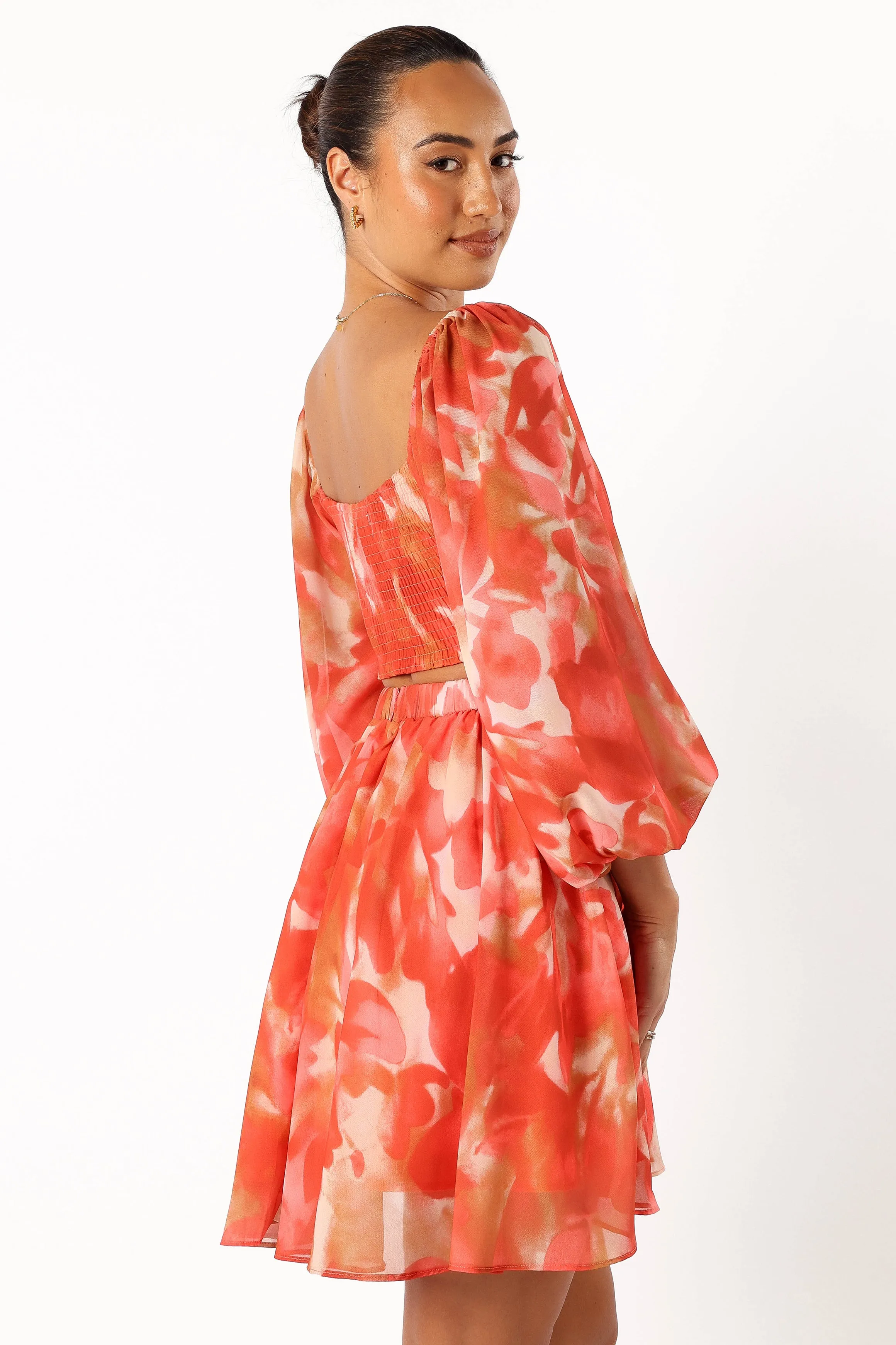 Katniss Longsleeve Mini Dress - Red Floral sold by Petal & Pup product image thumbnail 4