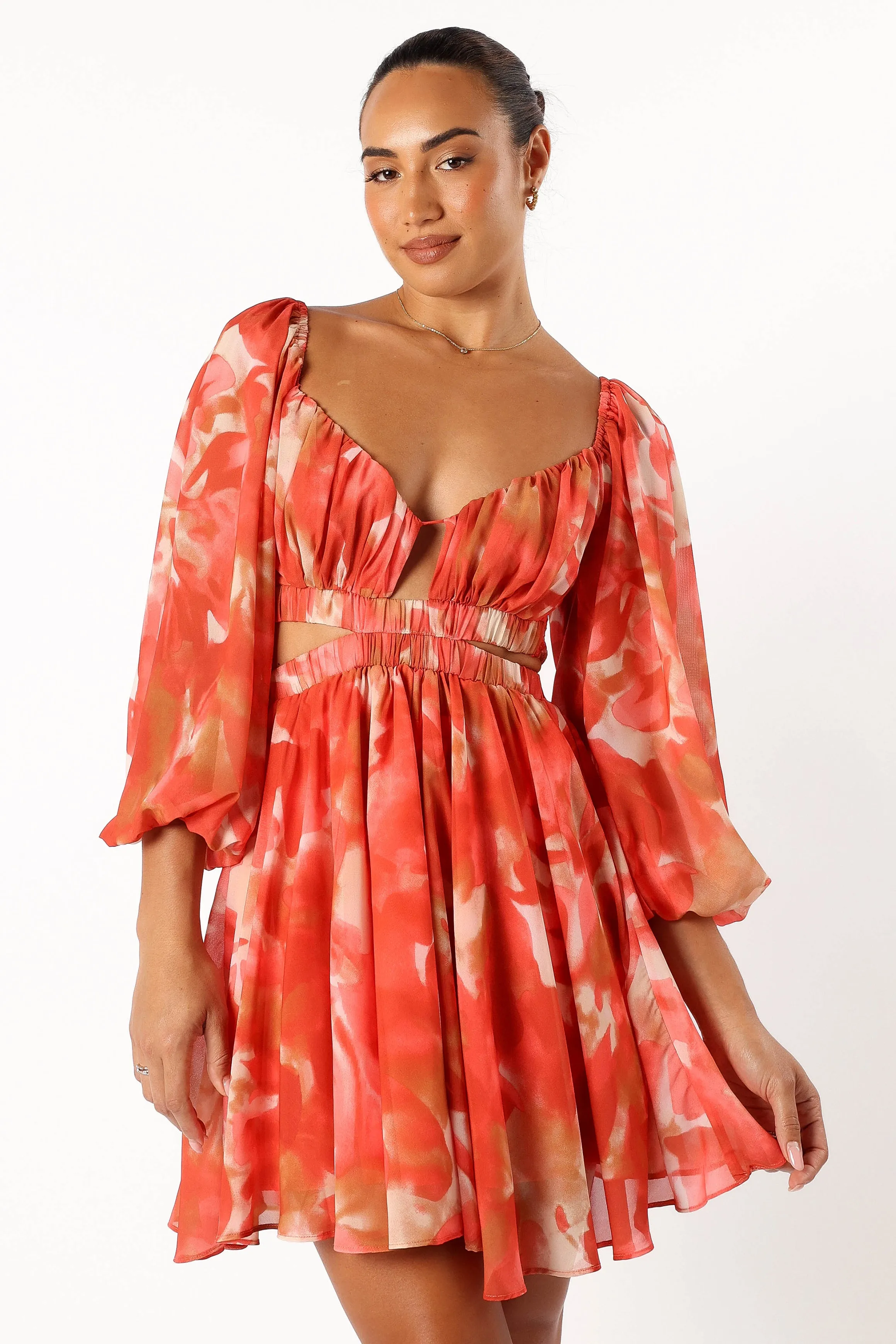 Katniss Longsleeve Mini Dress - Red Floral sold by Petal & Pup product image thumbnail 5