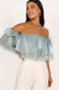 Hazel Off Shoulder Top - Dusty Blue sold by Petal & Pup