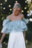 Hazel Off Shoulder Top - Dusty Blue sold by Petal & Pup