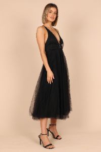 Avina Tulle Midi Dress - Black sold by Petal & Pup