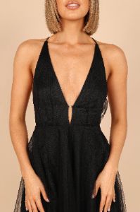 Avina Tulle Midi Dress - Black sold by Petal & Pup