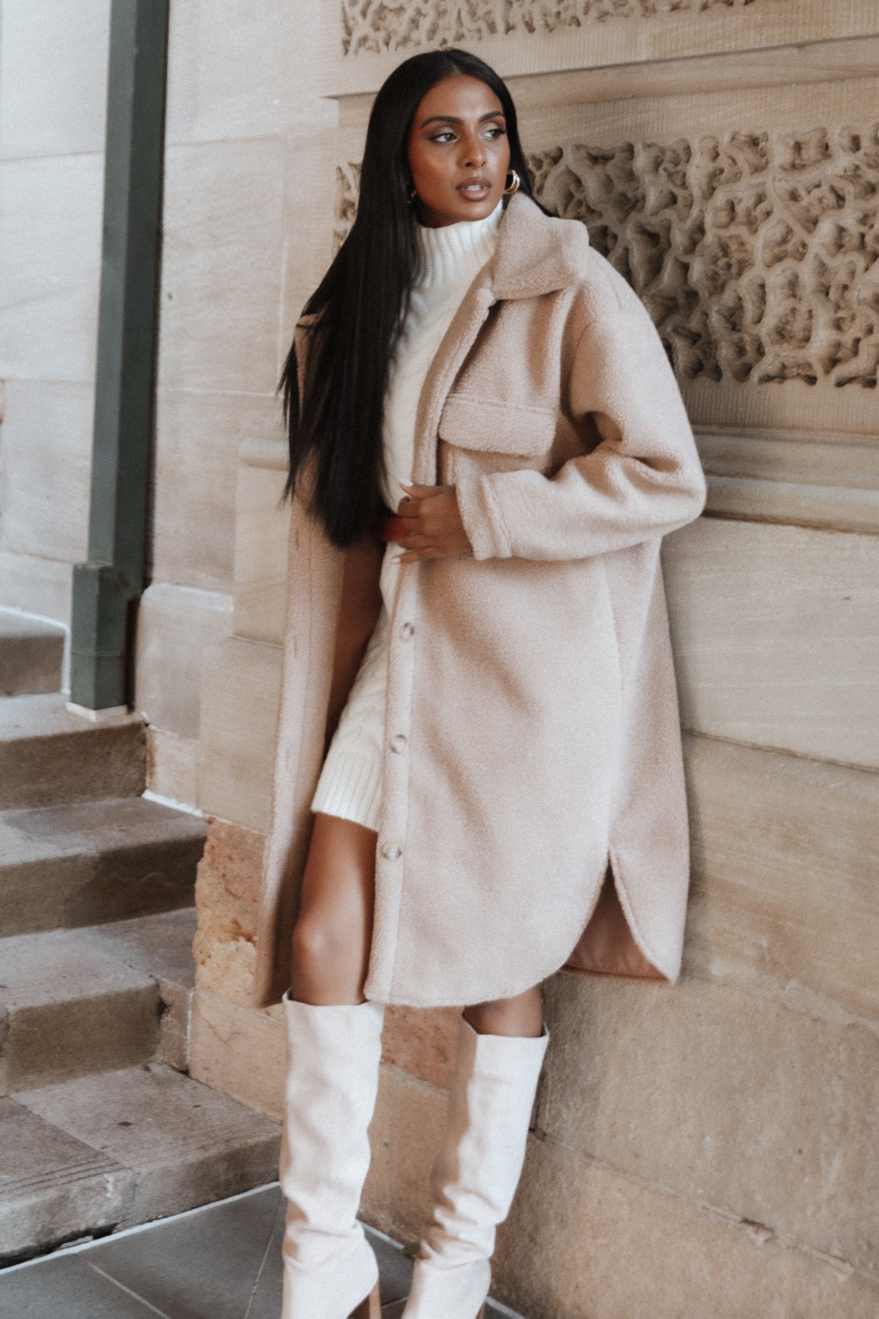 Hannah Cozy Teddy Long Coat - Camel sold by Petal & Pup product image thumbnail 3