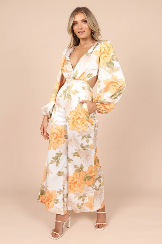 Taylor Long Sleeve Jumpsuit - Yellow Multi Floral sold by Petal & Pup