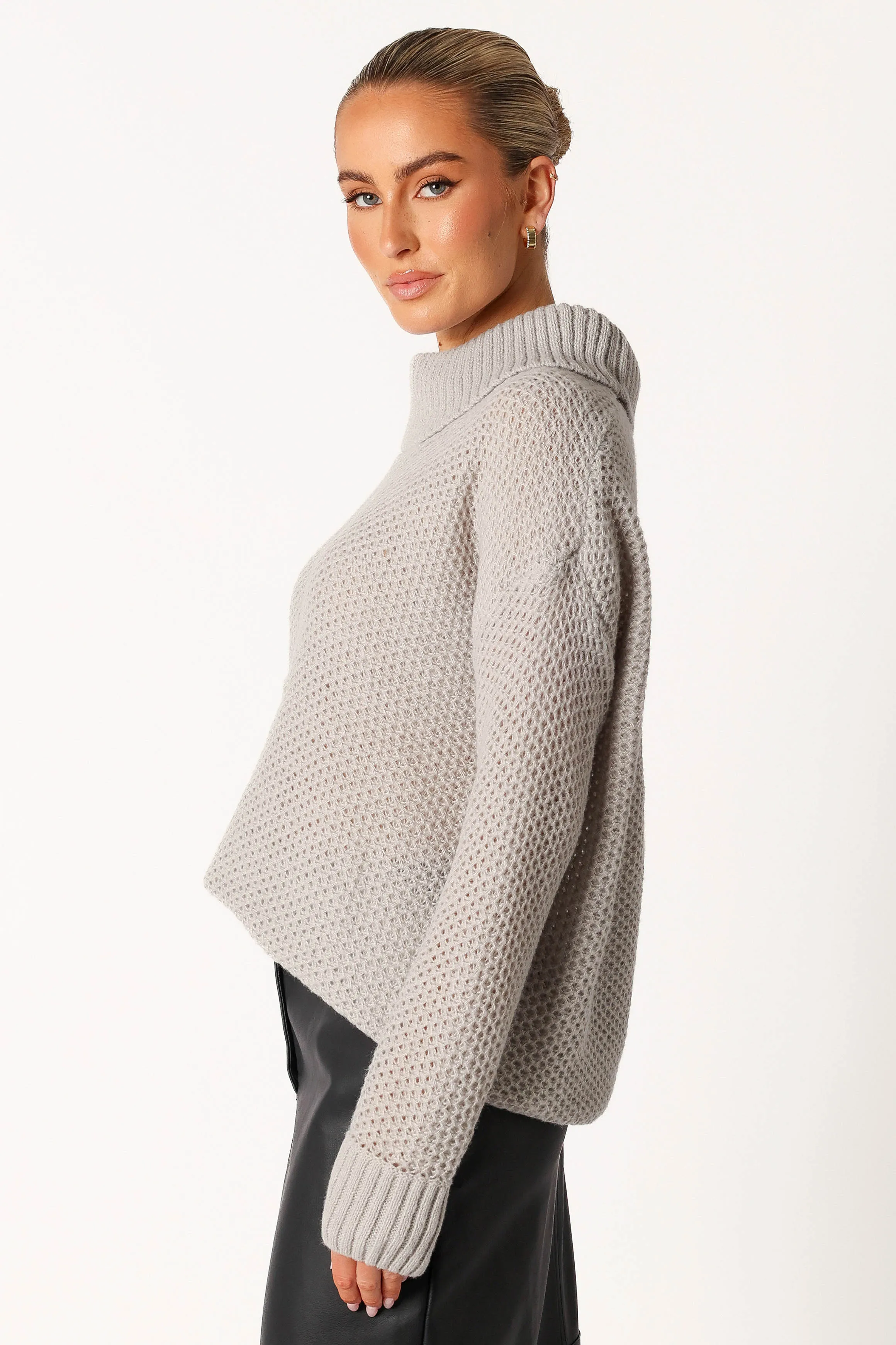 Rayne Turtleneck Knit Sweater - Light Grey sold by Petal & Pup product image thumbnail 2