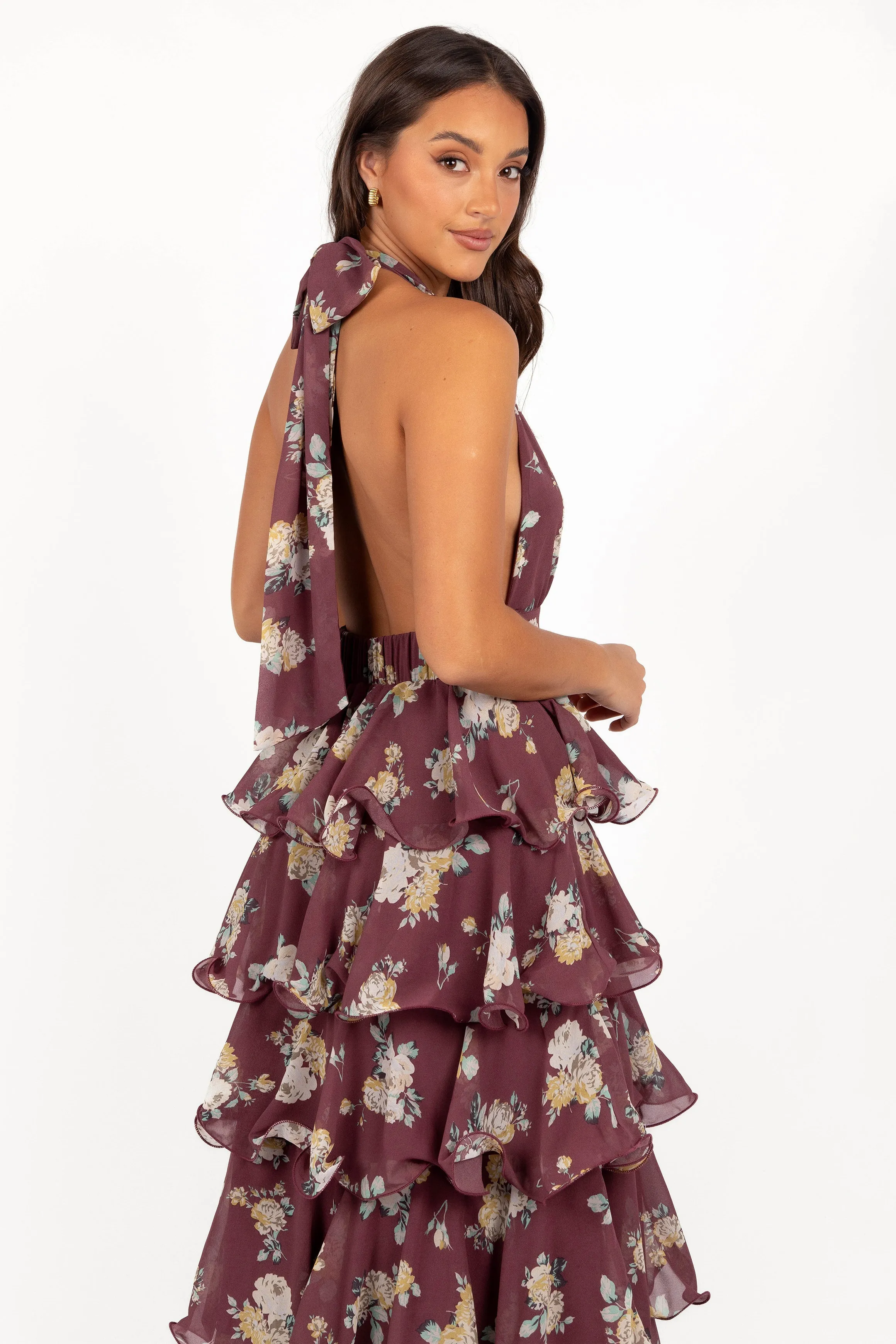 Kendall Maxi Halterneck Dress - Dark Wine sold by Petal & Pup product image thumbnail 2