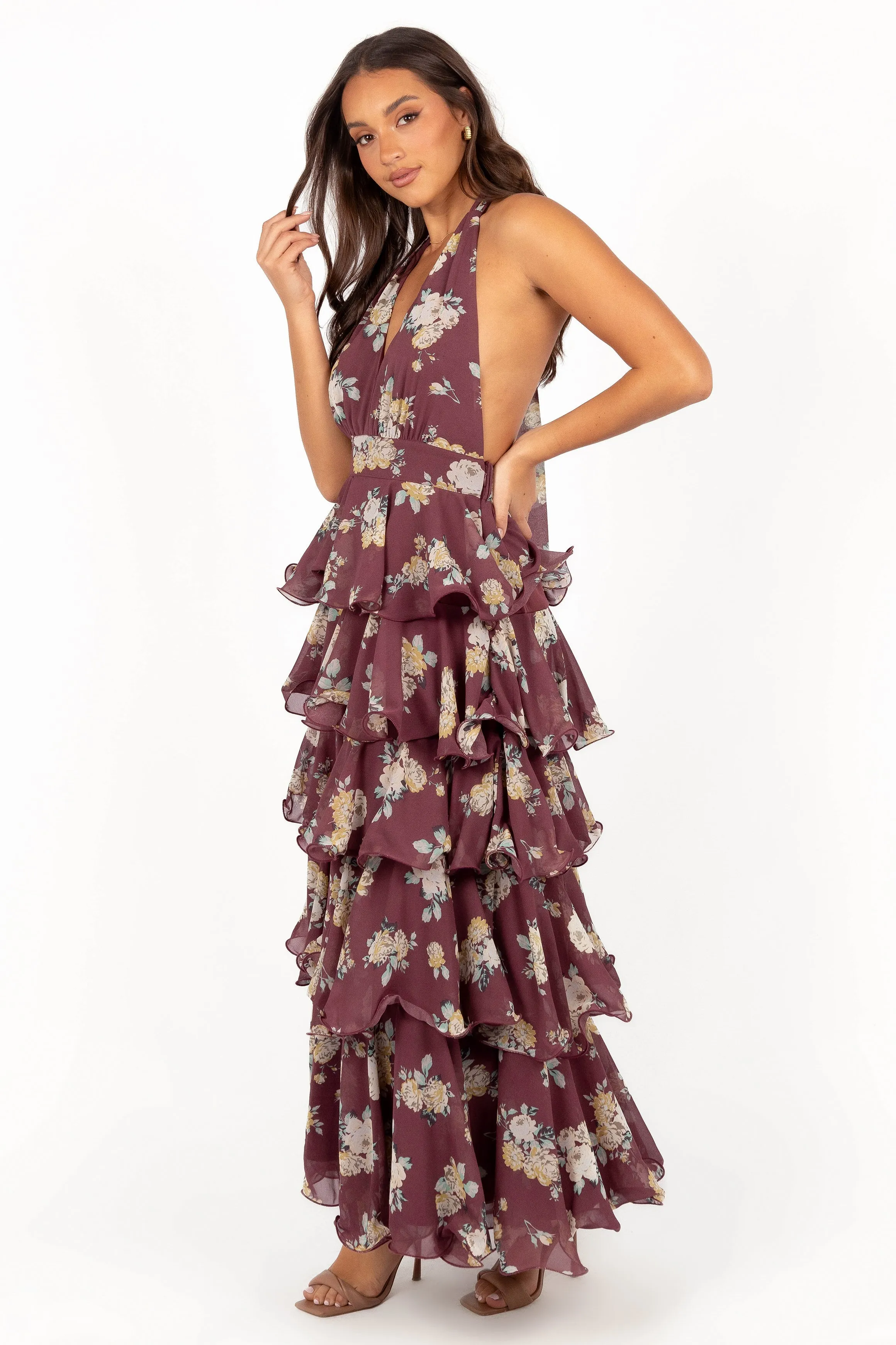 Kendall Maxi Halterneck Dress - Dark Wine sold by Petal & Pup product image thumbnail 3
