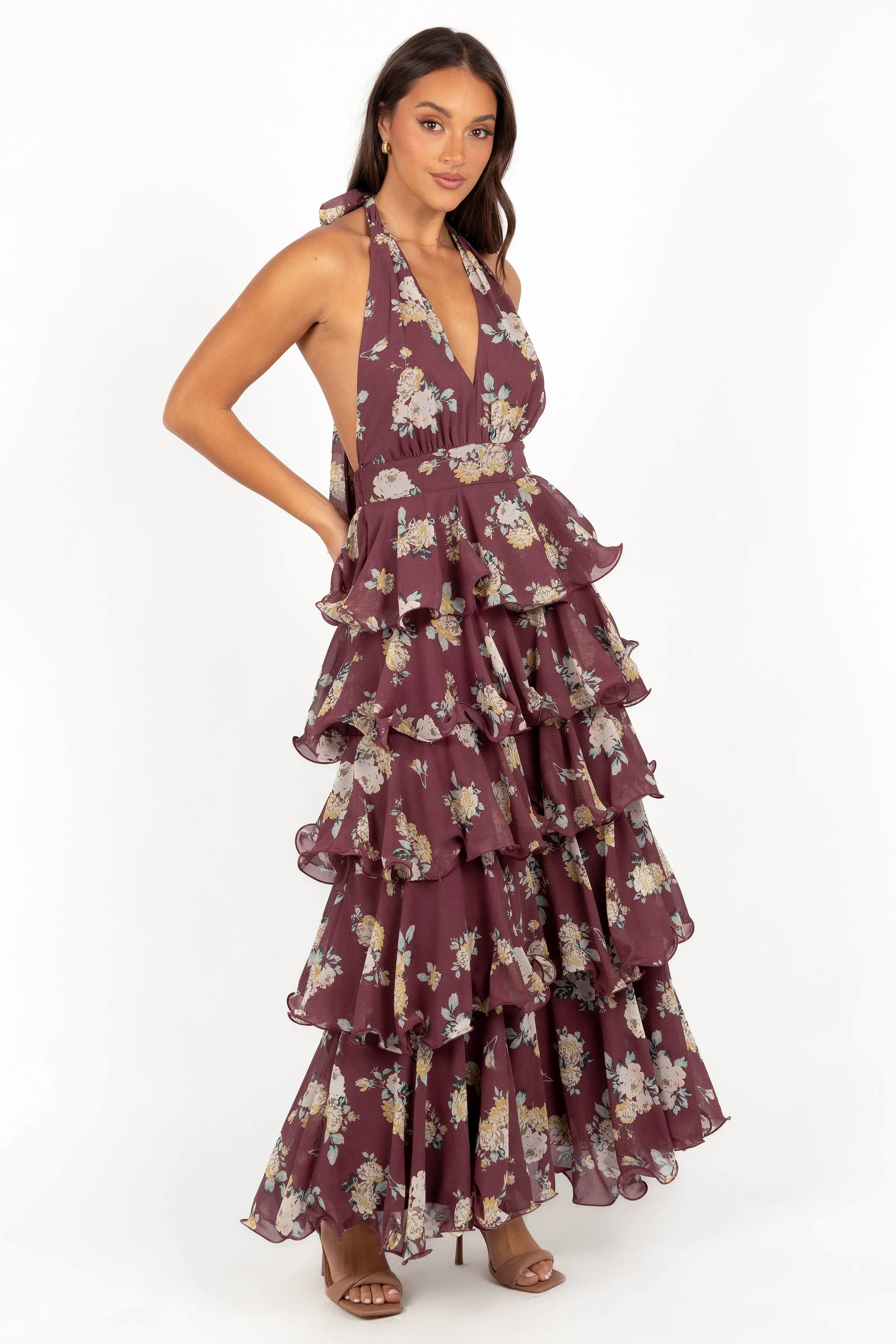 Kendall Maxi Halterneck Dress - Dark Wine sold by Petal & Pup product image thumbnail 5