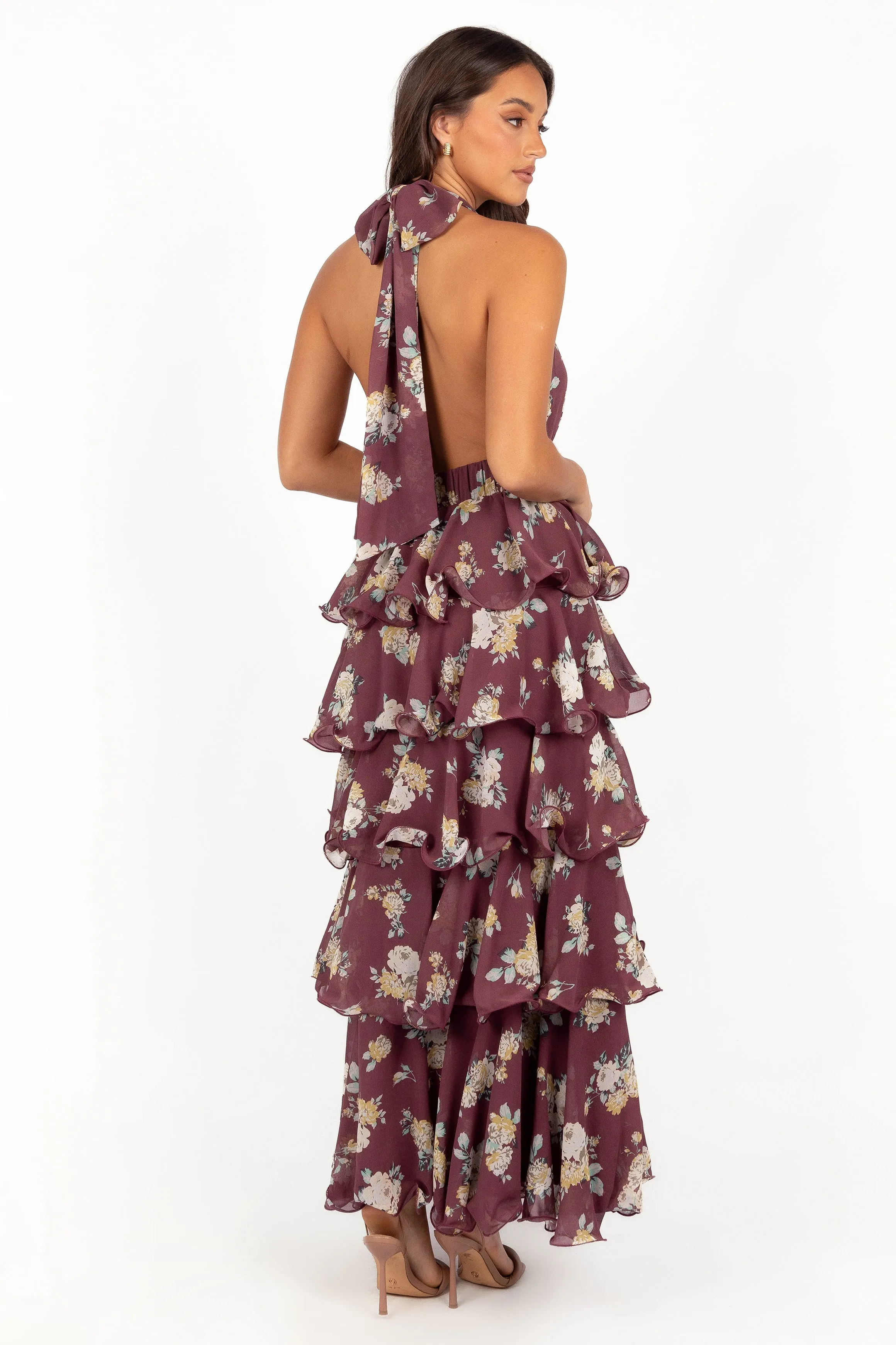 Kendall Maxi Halterneck Dress - Dark Wine sold by Petal & Pup product image thumbnail 4