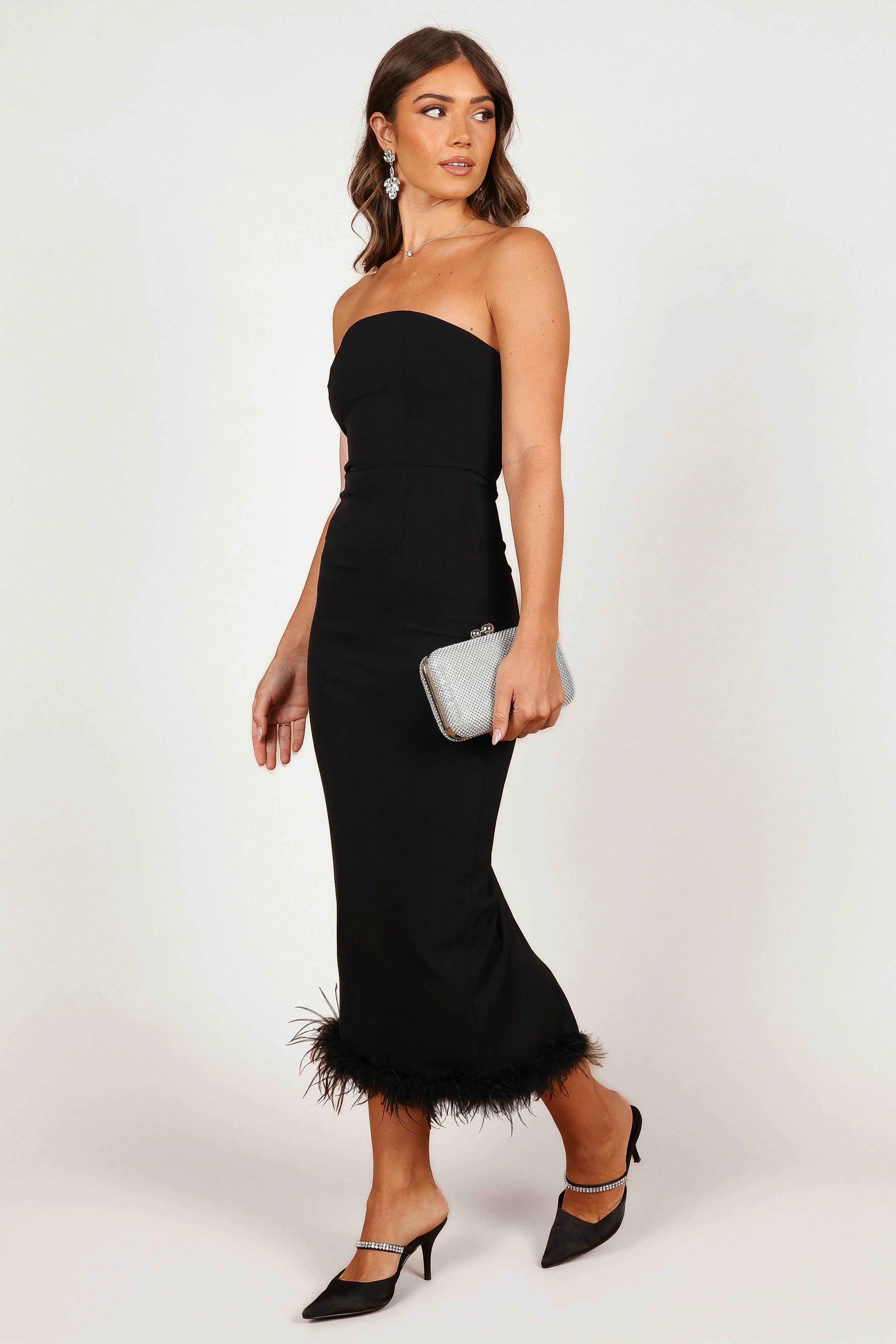 Clara Feather Trim Midi Dress - Black sold by Petal & Pup product image thumbnail 2