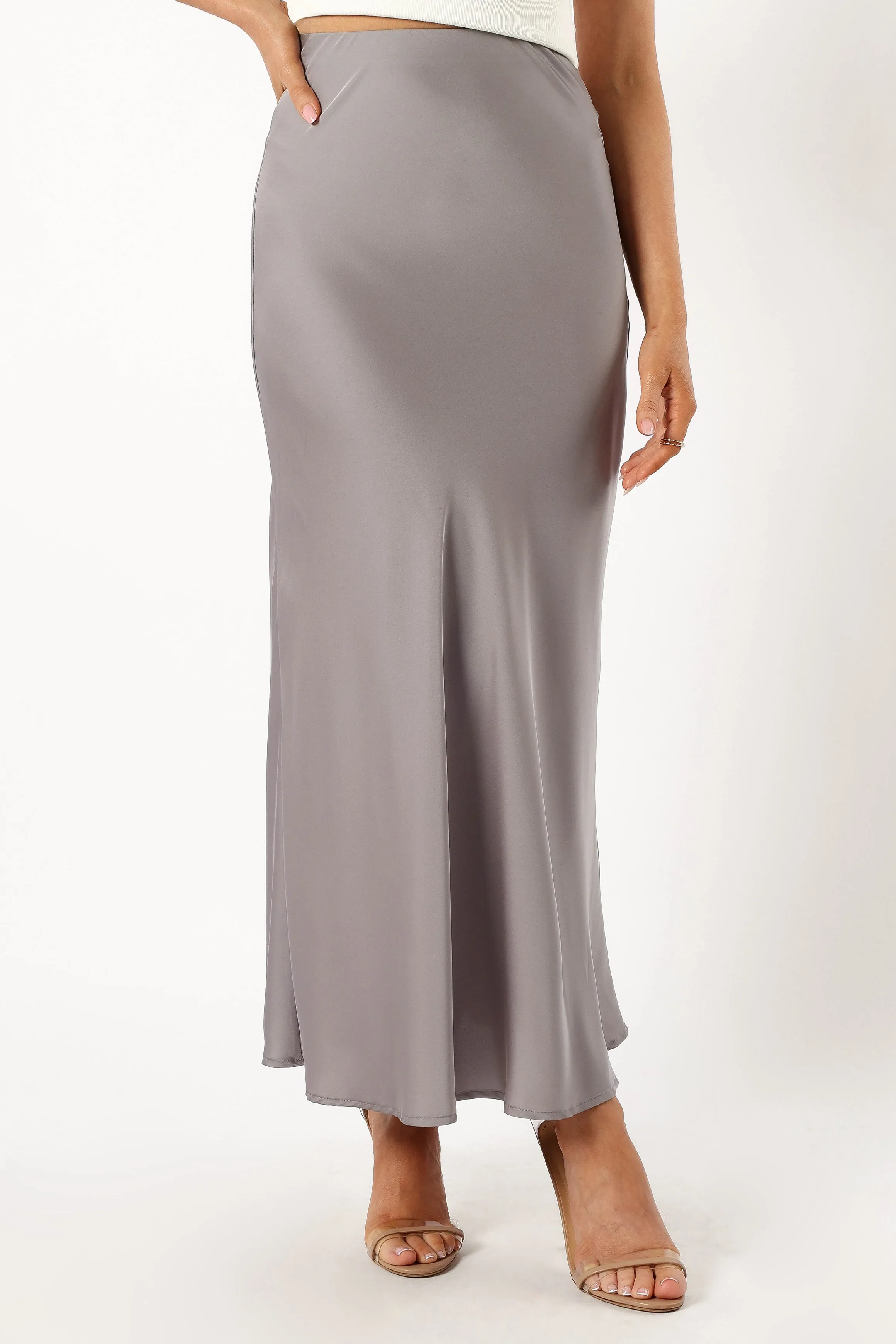 Nellie Satin Midi Skirt - Silver sold by Petal & Pup product image thumbnail 4