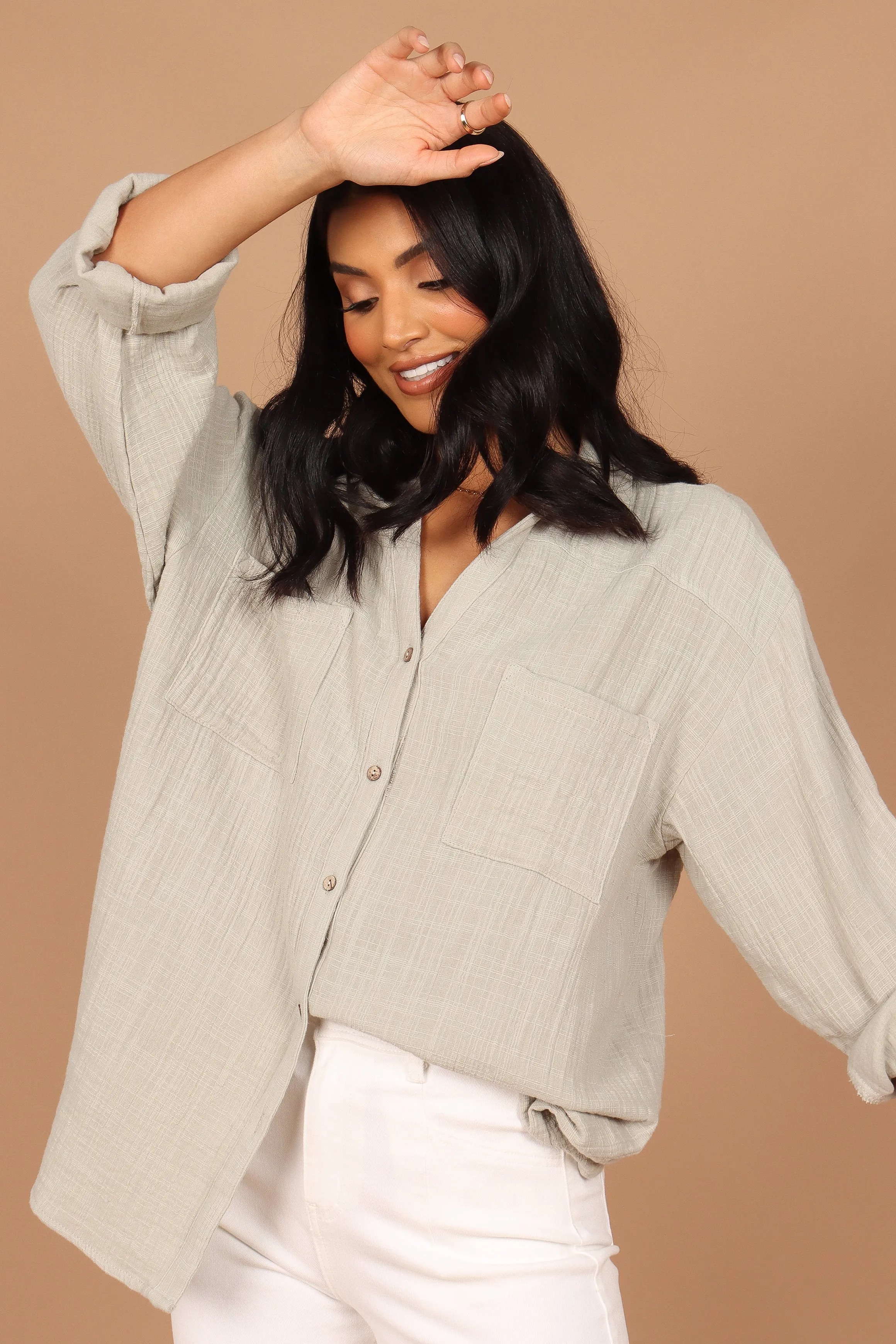 Bobby Button Down Top - Sage Green sold by Petal & Pup