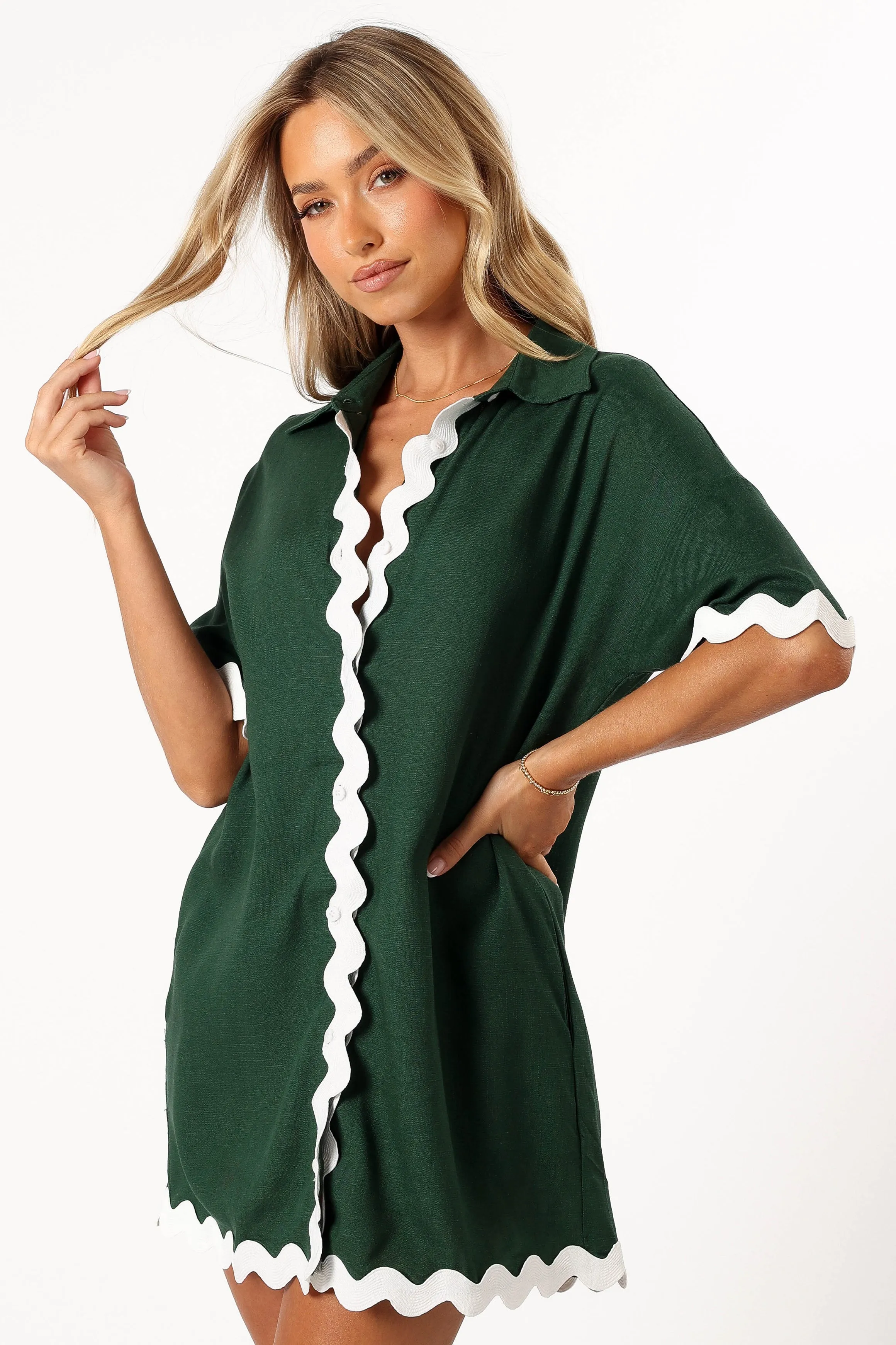 Zoe Mini Dress - Green sold by Petal & Pup product image thumbnail 3