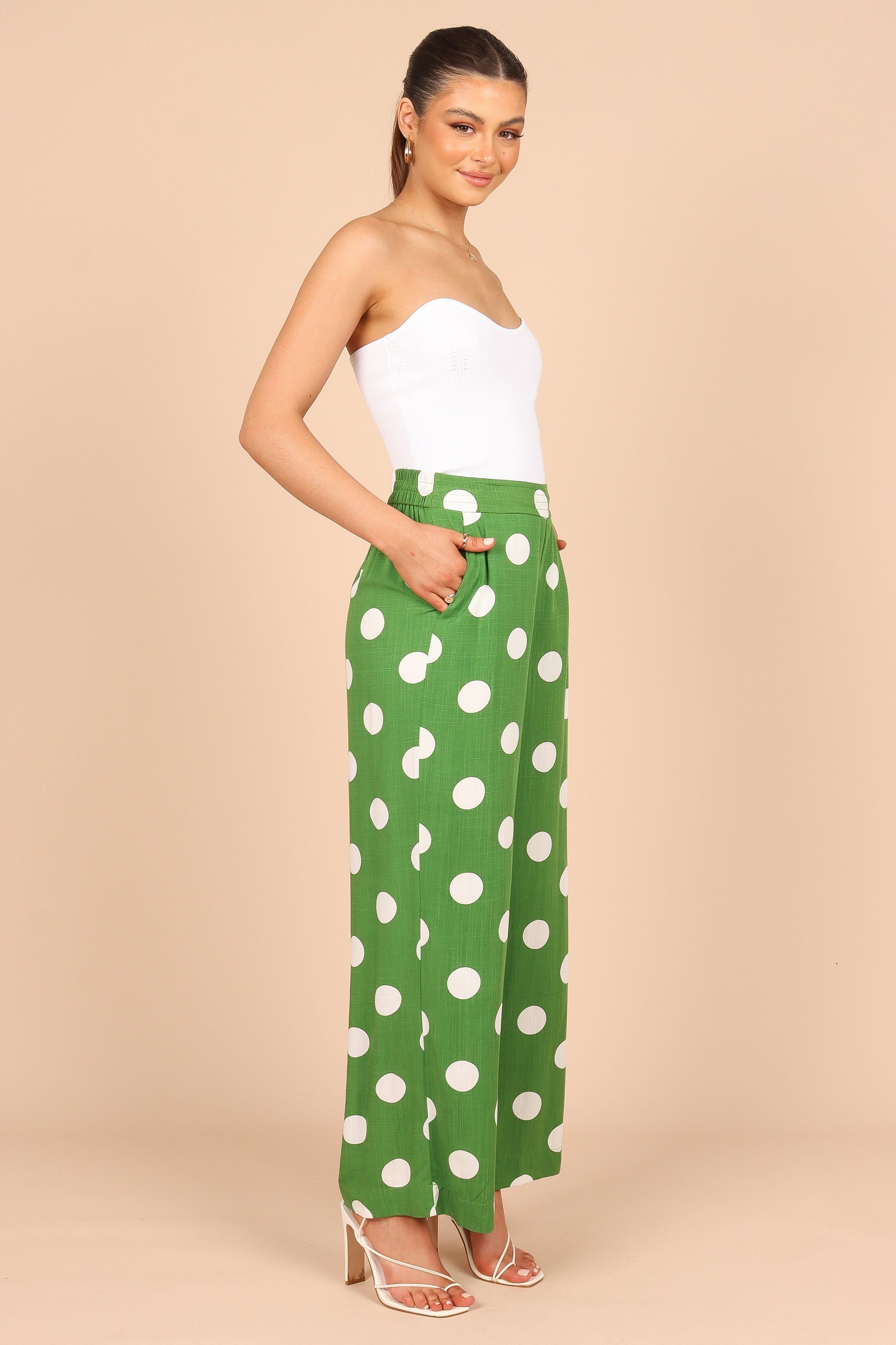 Blake Polka Dot Wide Leg Pants - Green sold by Petal & Pup product image thumbnail 5