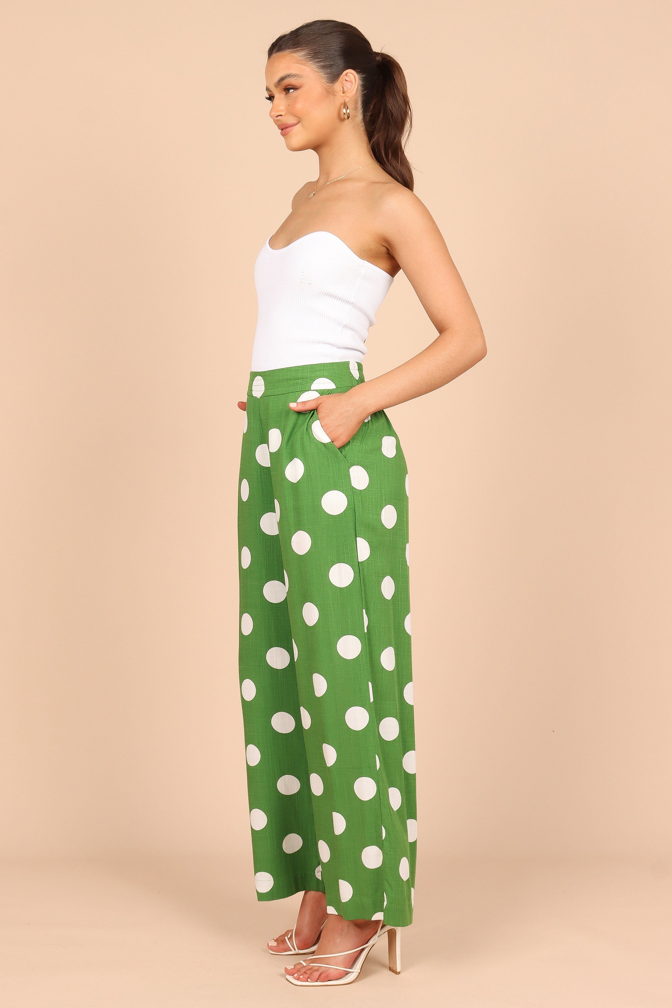 Blake Polka Dot Wide Leg Pants - Green sold by Petal & Pup product image thumbnail 4