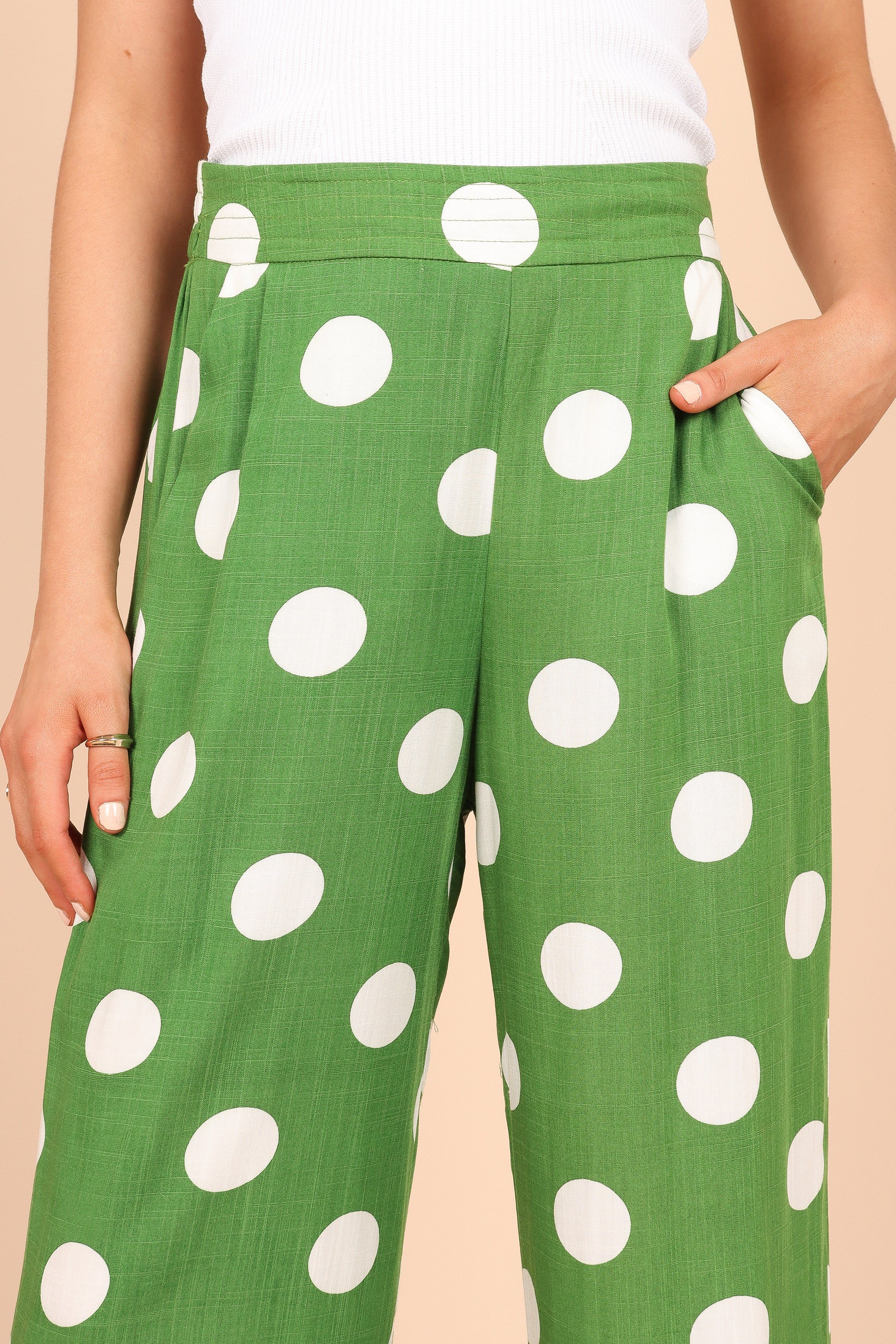 Blake Polka Dot Wide Leg Pants - Green sold by Petal & Pup product image thumbnail 6