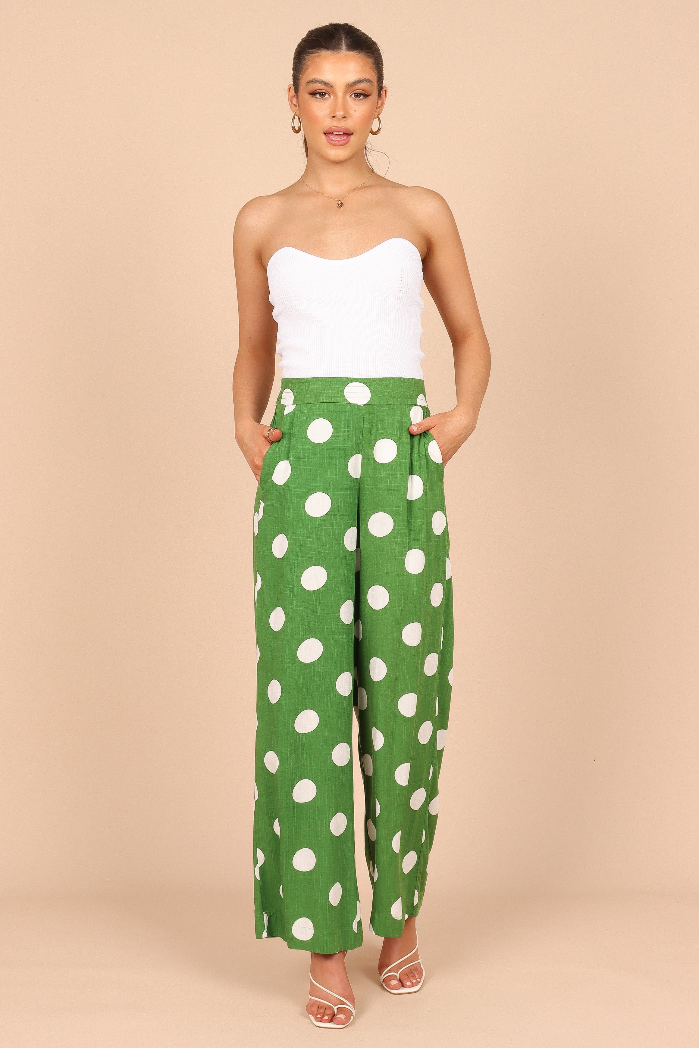 Blake Polka Dot Wide Leg Pants - Green sold by Petal & Pup product image thumbnail 7