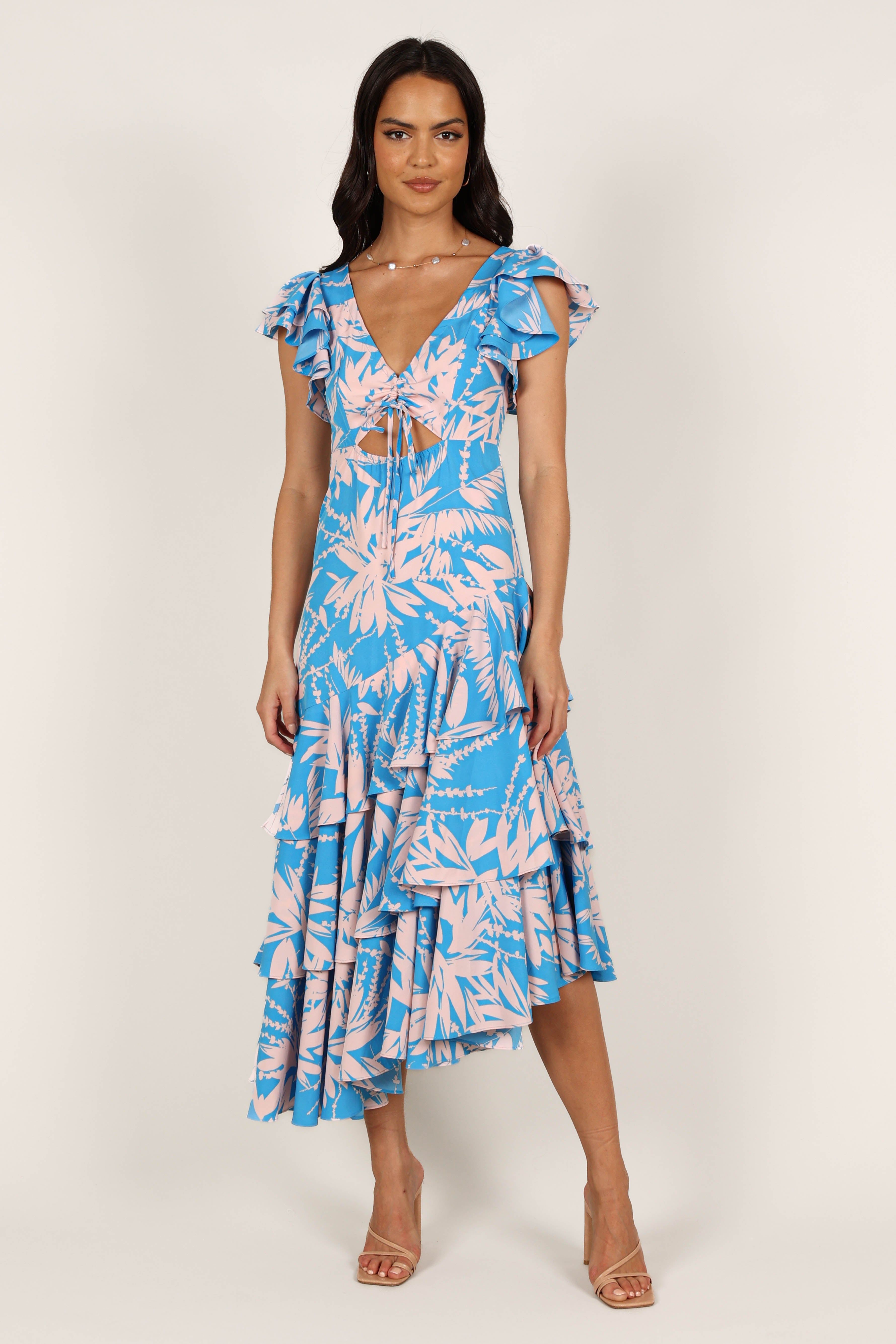 Flick Tiered Maxi Dress - Blue Floral sold by Petal & Pup product image thumbnail 3