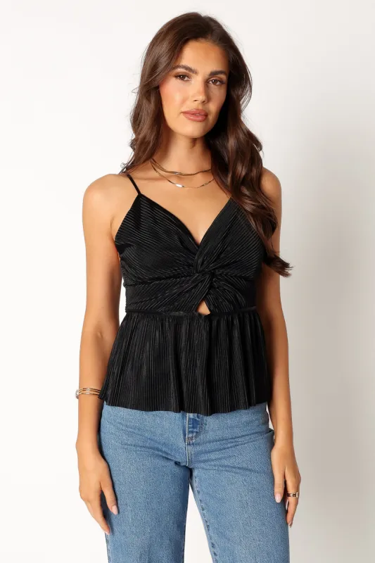 Rosalind Plisse Top - Black sold by Petal & Pup