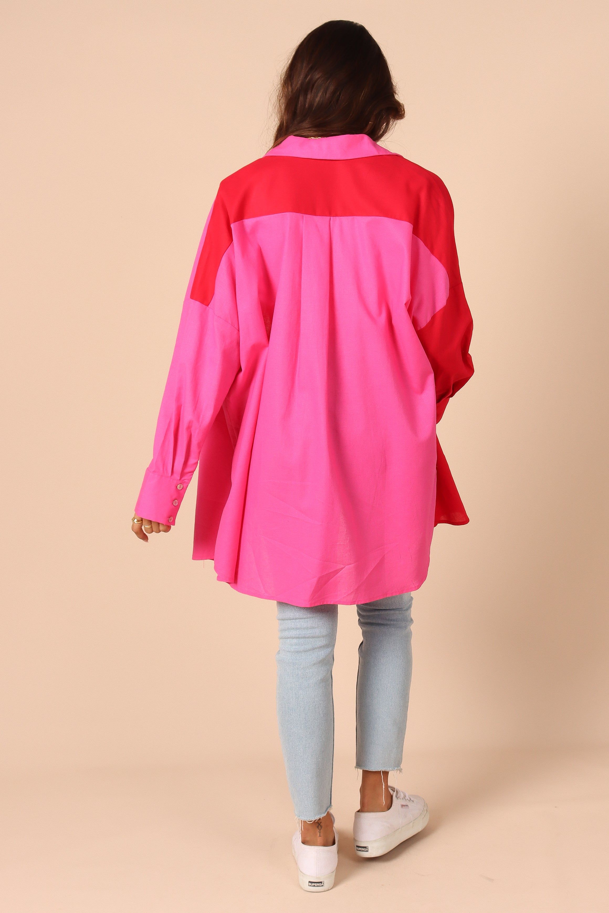 Polly Colour Block Button Down Top - Hot Pink Multi sold by Petal & Pup product image thumbnail 3