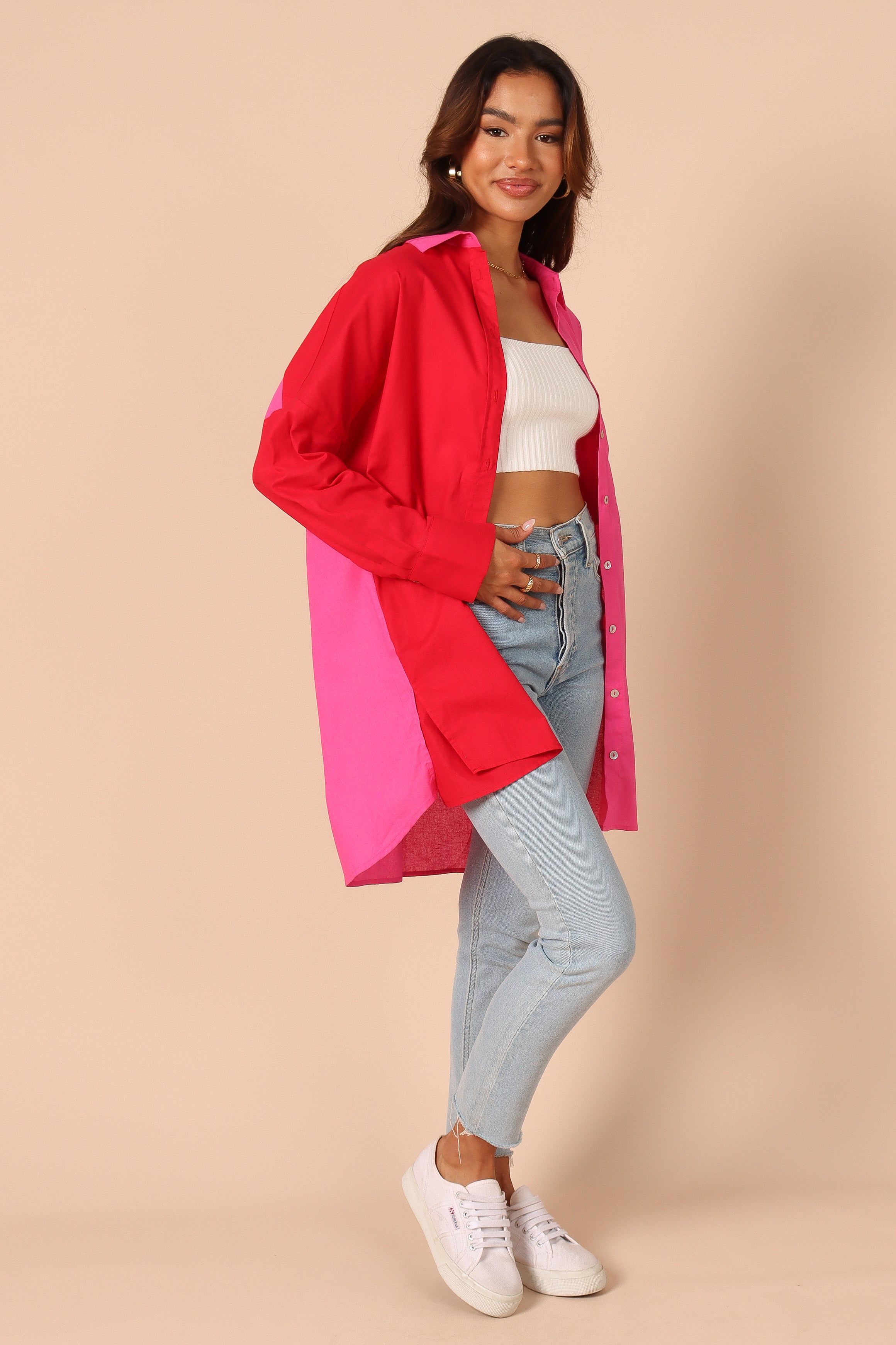 Polly Colour Block Button Down Top - Hot Pink Multi sold by Petal & Pup product image thumbnail 7