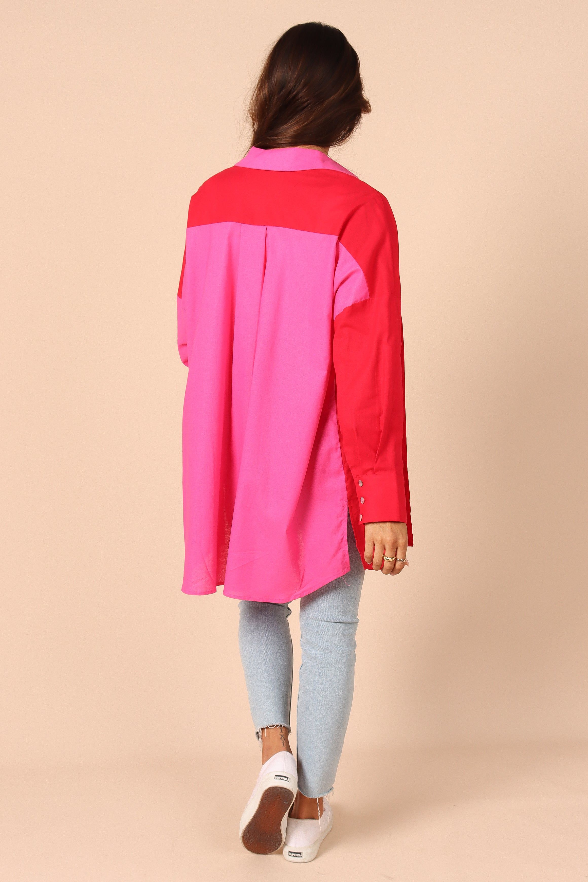 Polly Colour Block Button Down Top - Hot Pink Multi sold by Petal & Pup product image thumbnail 2