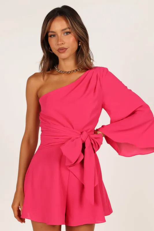Tien One Sleeve Romper - Hot Pink sold by Petal & Pup