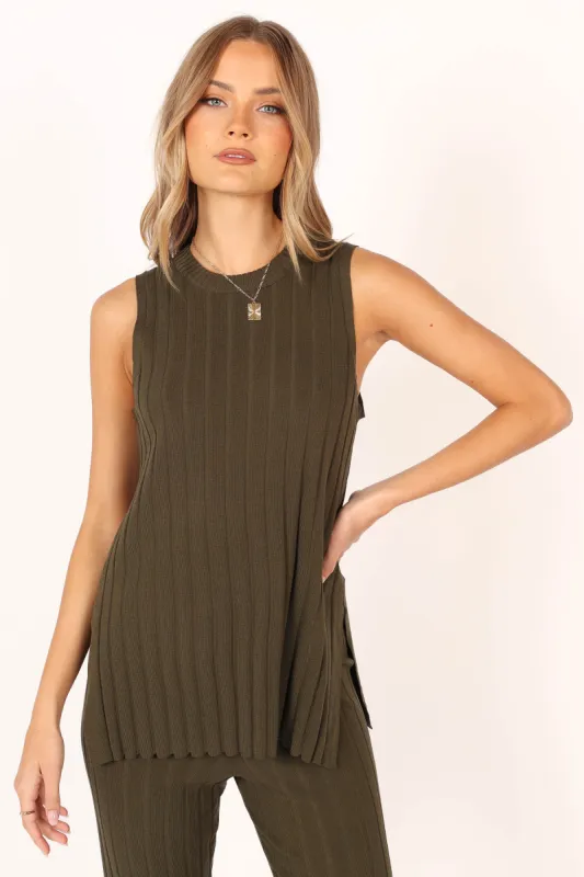 Agnes Knit Top - Khaki sold by Petal & Pup