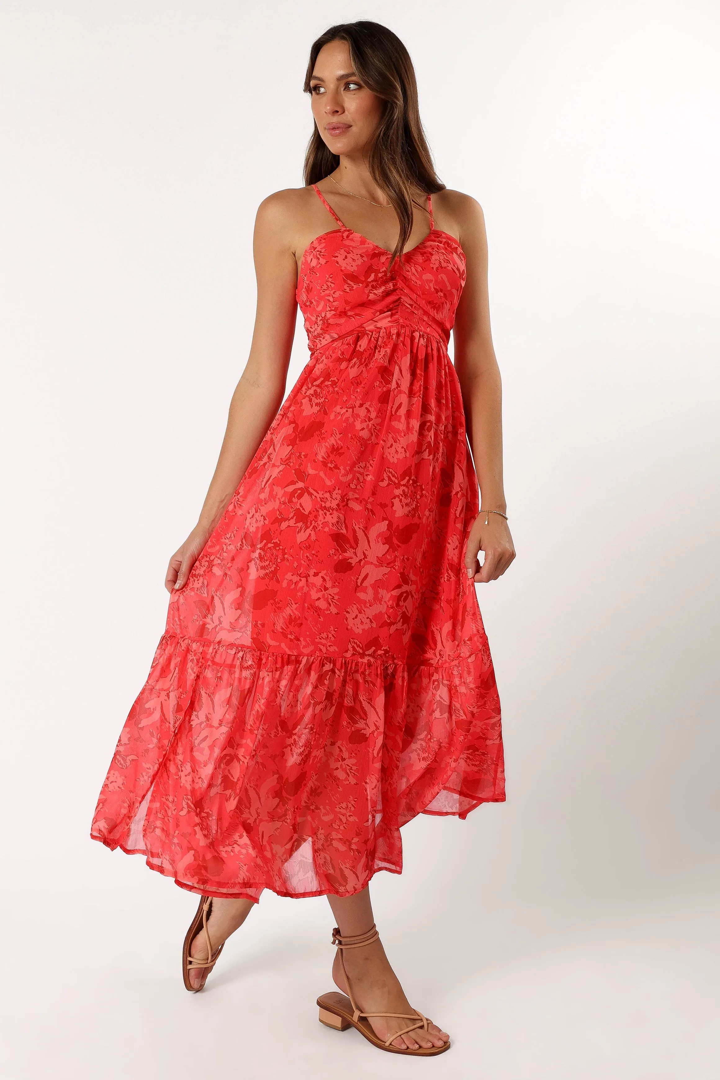 Destiny Midi Dress - Red sold by Petal & Pup