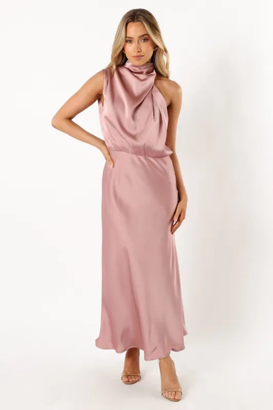 Anabelle Halter Neck Midi Dress - Blush sold by Petal & Pup