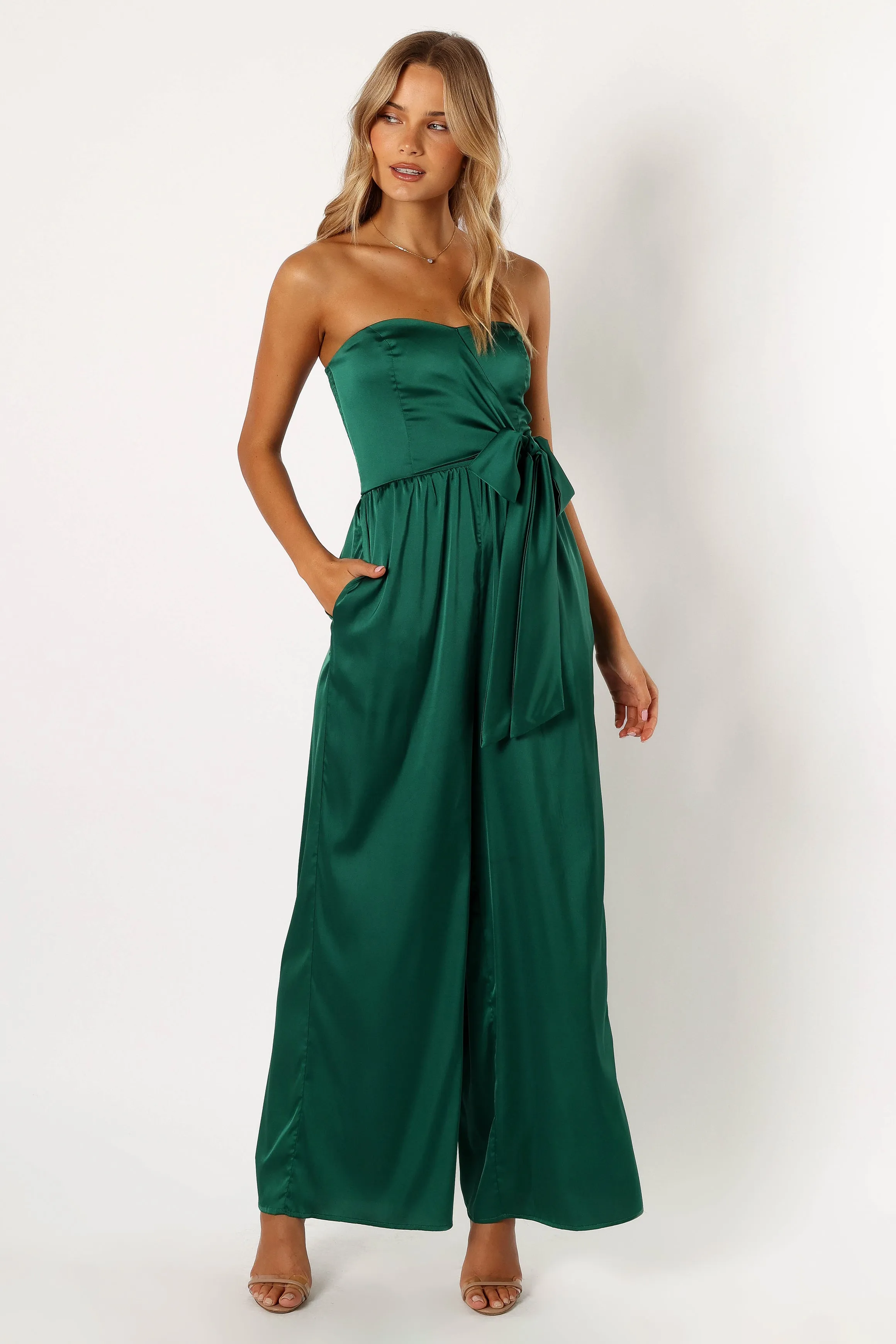 Tanya Strapless Jumpsuit - Emerald sold by Petal & Pup