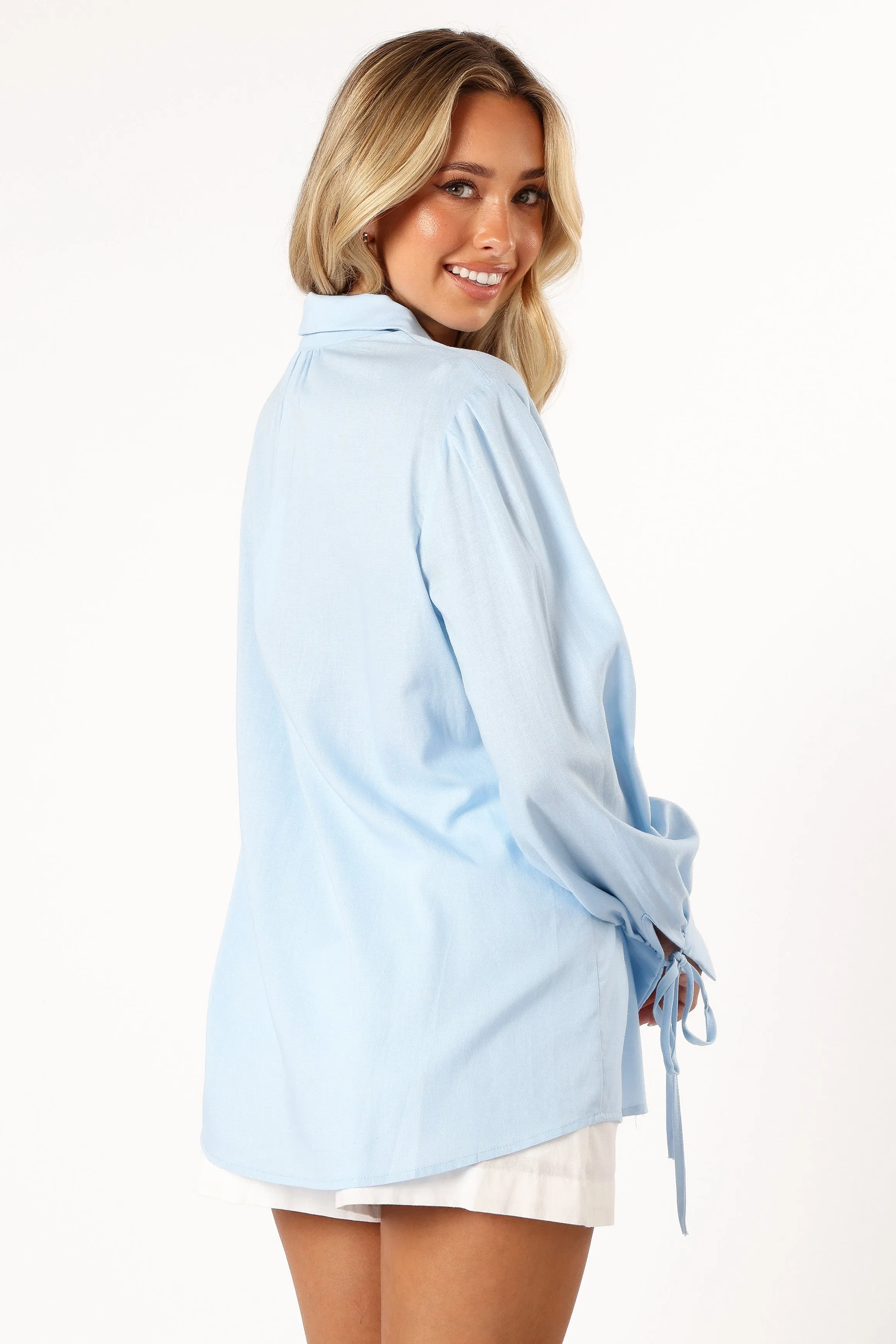 Dylan Long Sleeve Button Up Top - Blue sold by Petal & Pup product image thumbnail 4