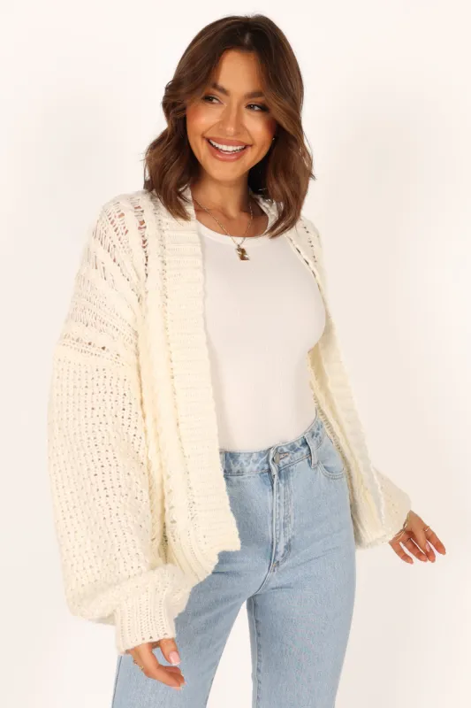 Hailey Oversized Sleeve Cardigan - Cream sold by Petal & Pup