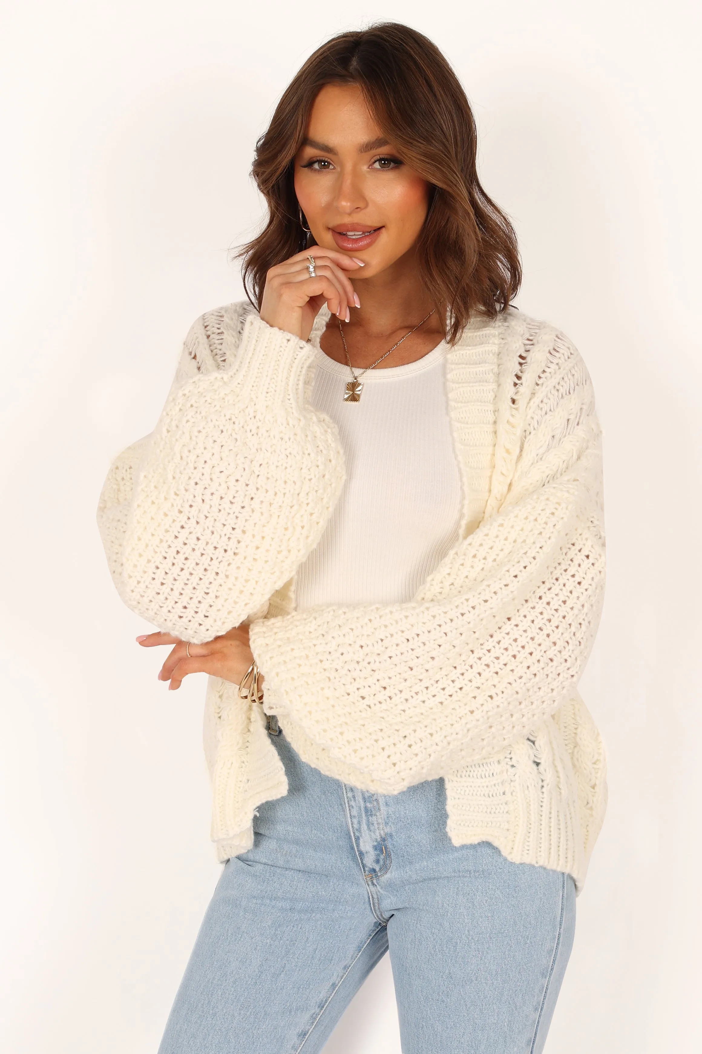 Hailey Oversized Sleeve Cardigan - Cream sold by Petal & Pup product image thumbnail 5