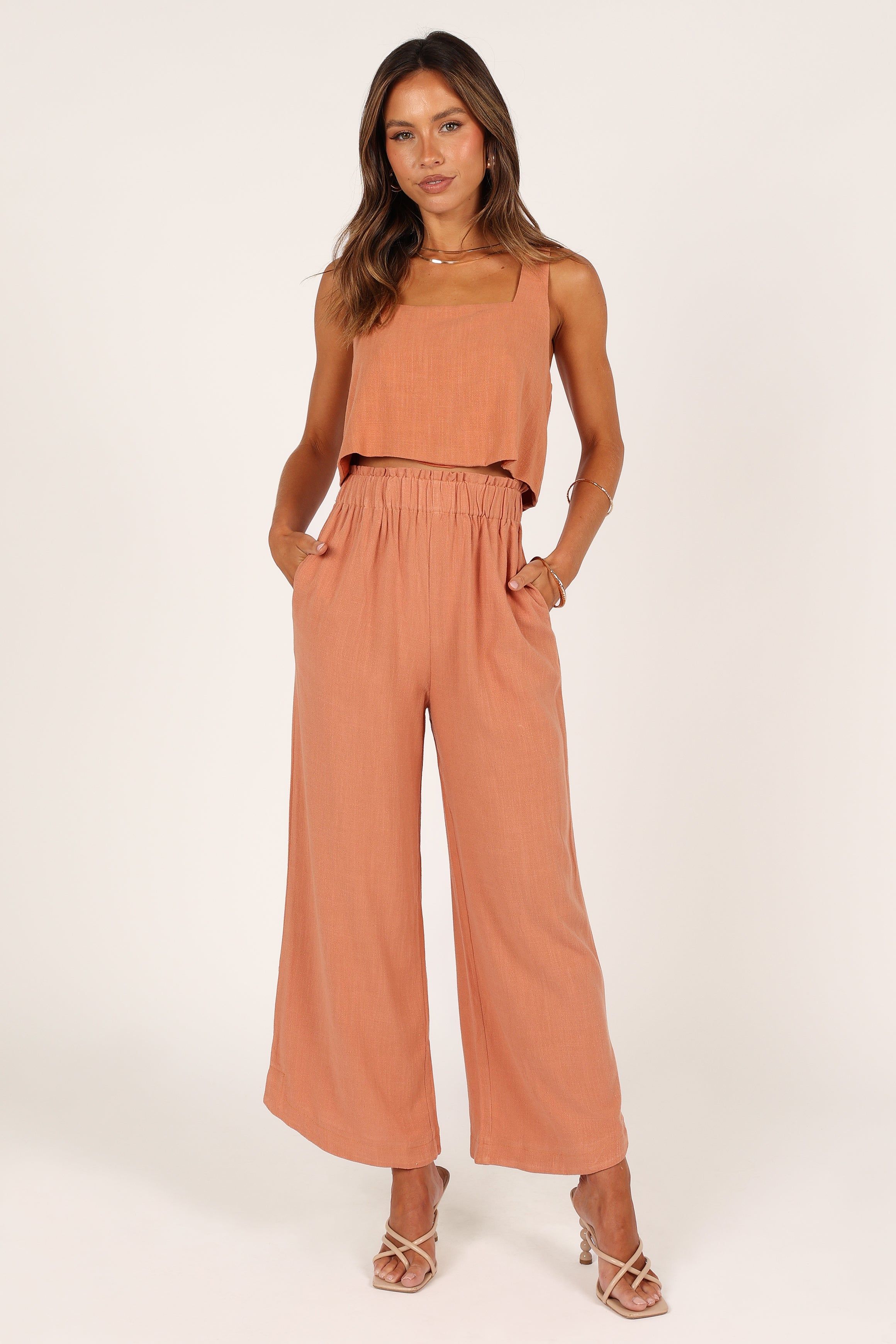 Eleanor High Waisted Pants - Rust sold by Petal & Pup