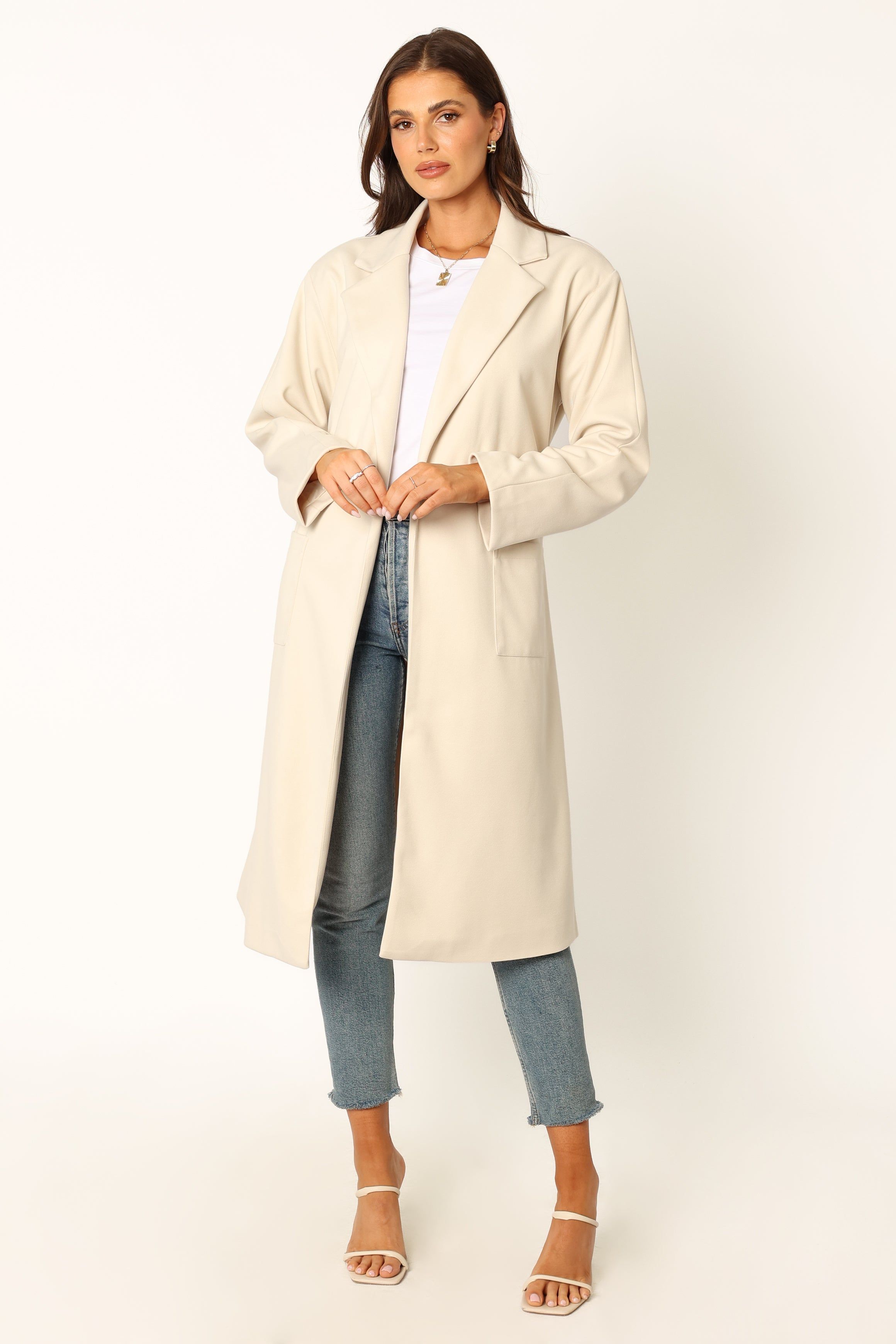 Eden Tie Front Coatigan - Beige sold by Petal & Pup product image thumbnail 2