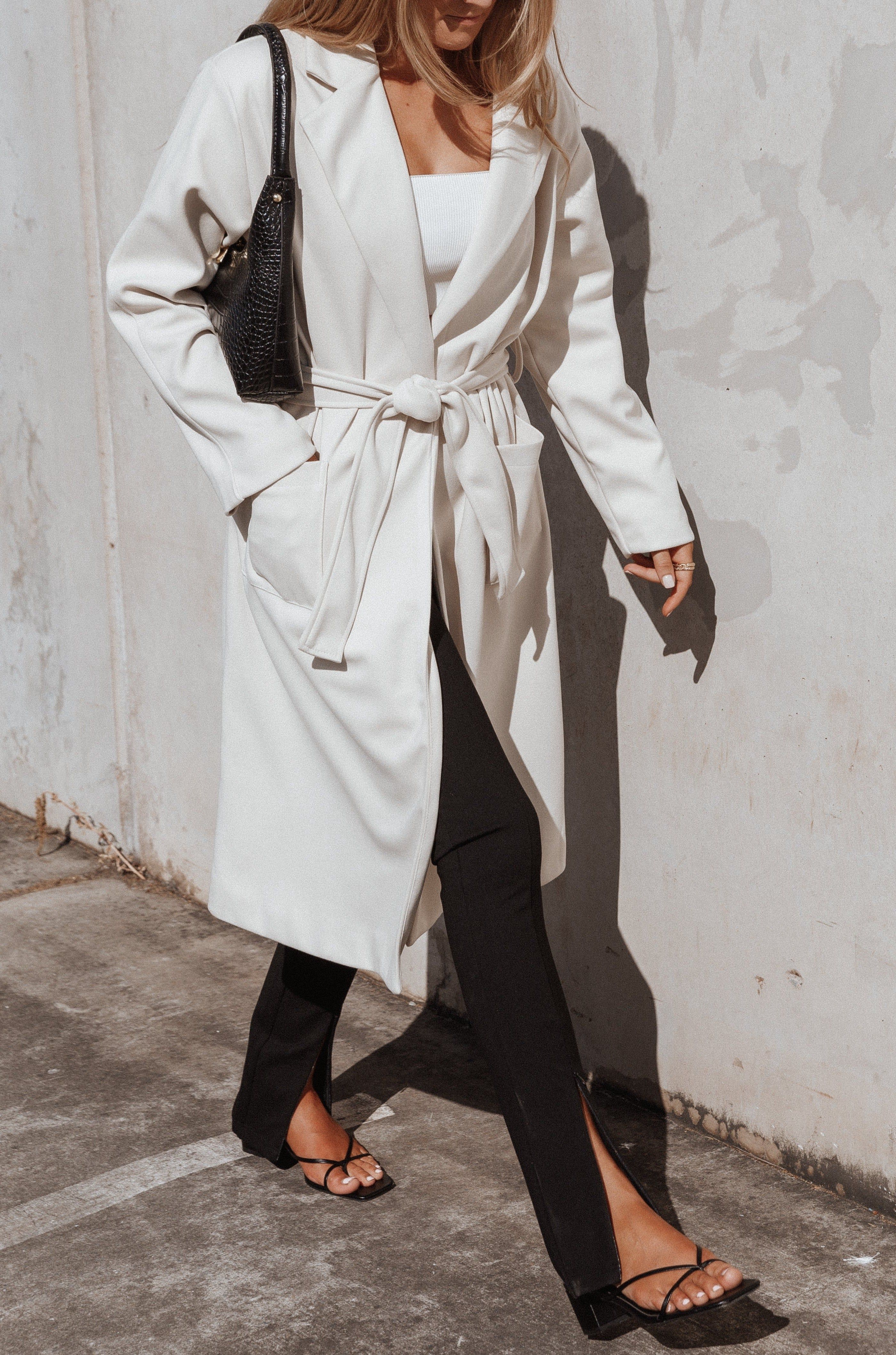 Eden Tie Front Coatigan - Beige sold by Petal & Pup