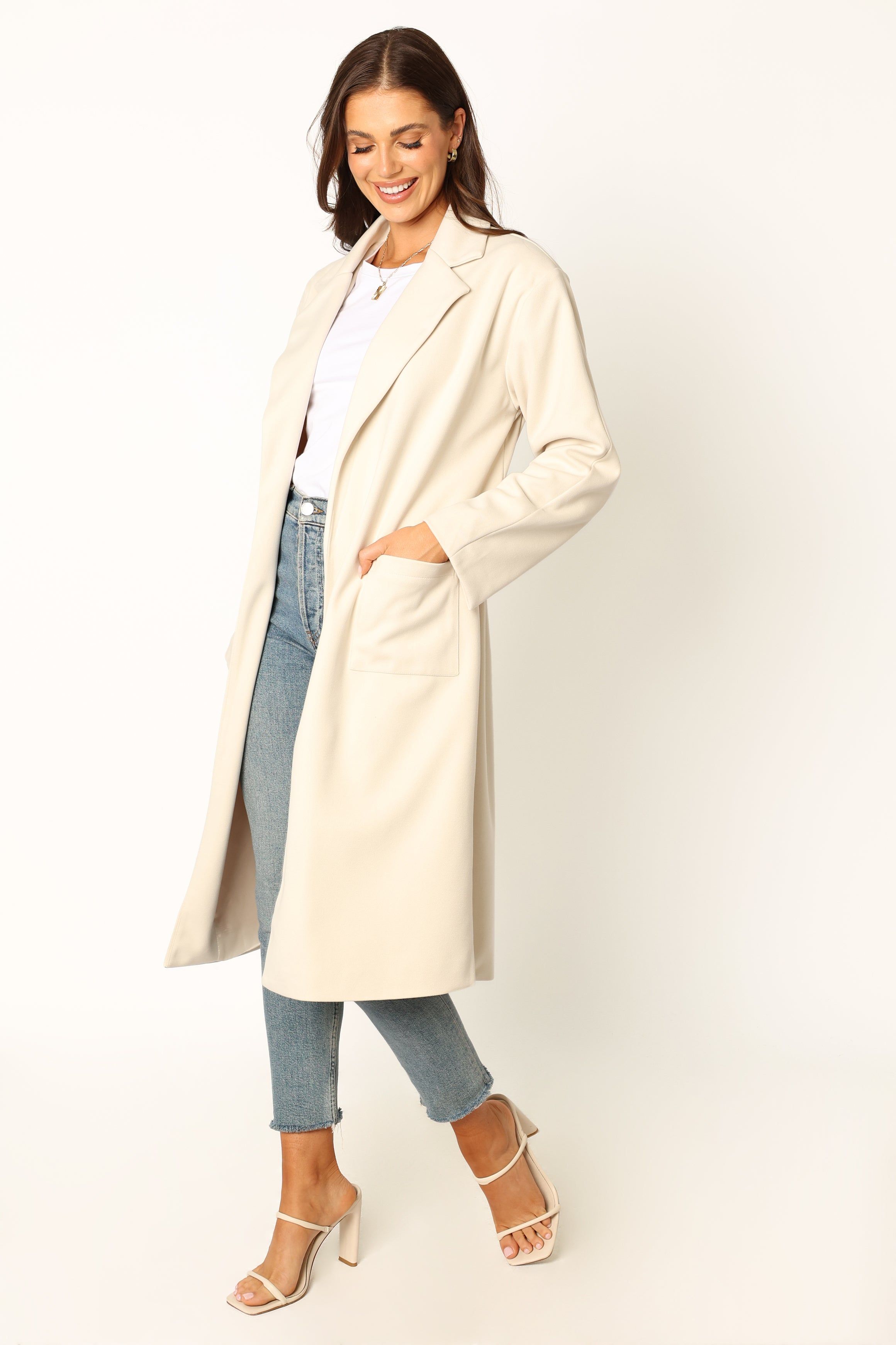 Eden Tie Front Coatigan - Beige sold by Petal & Pup product image thumbnail 3