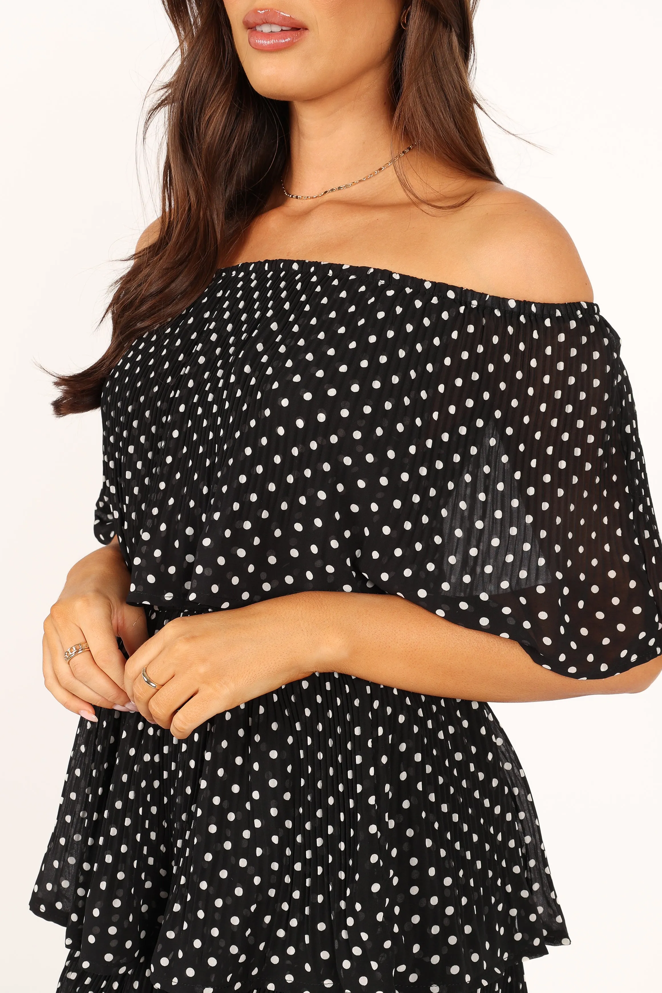 Lilli Tiered Midi Dress - Black White Polka Dot sold by Petal & Pup product image thumbnail 2
