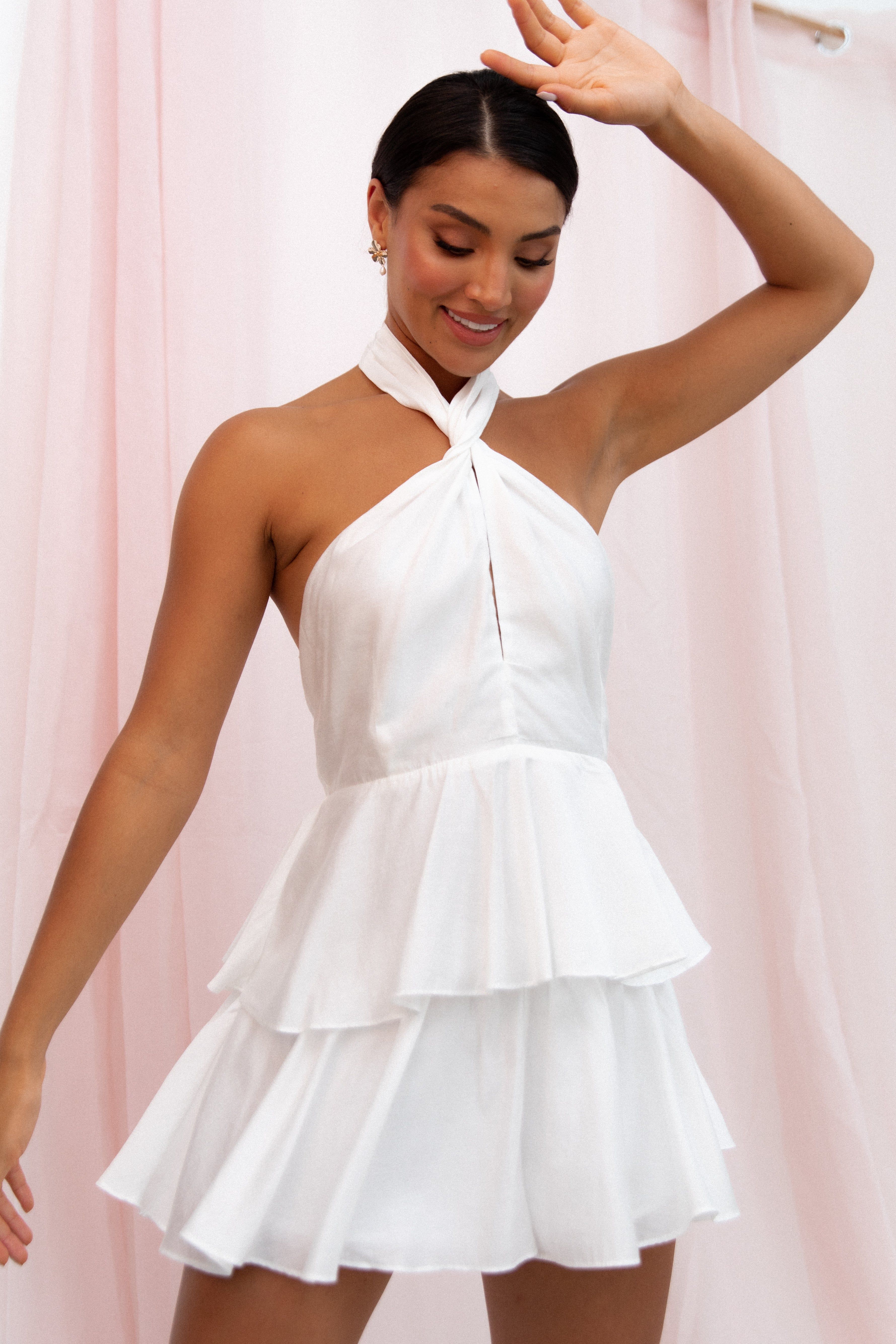 Rosalind Halter Romper - White sold by Petal & Pup