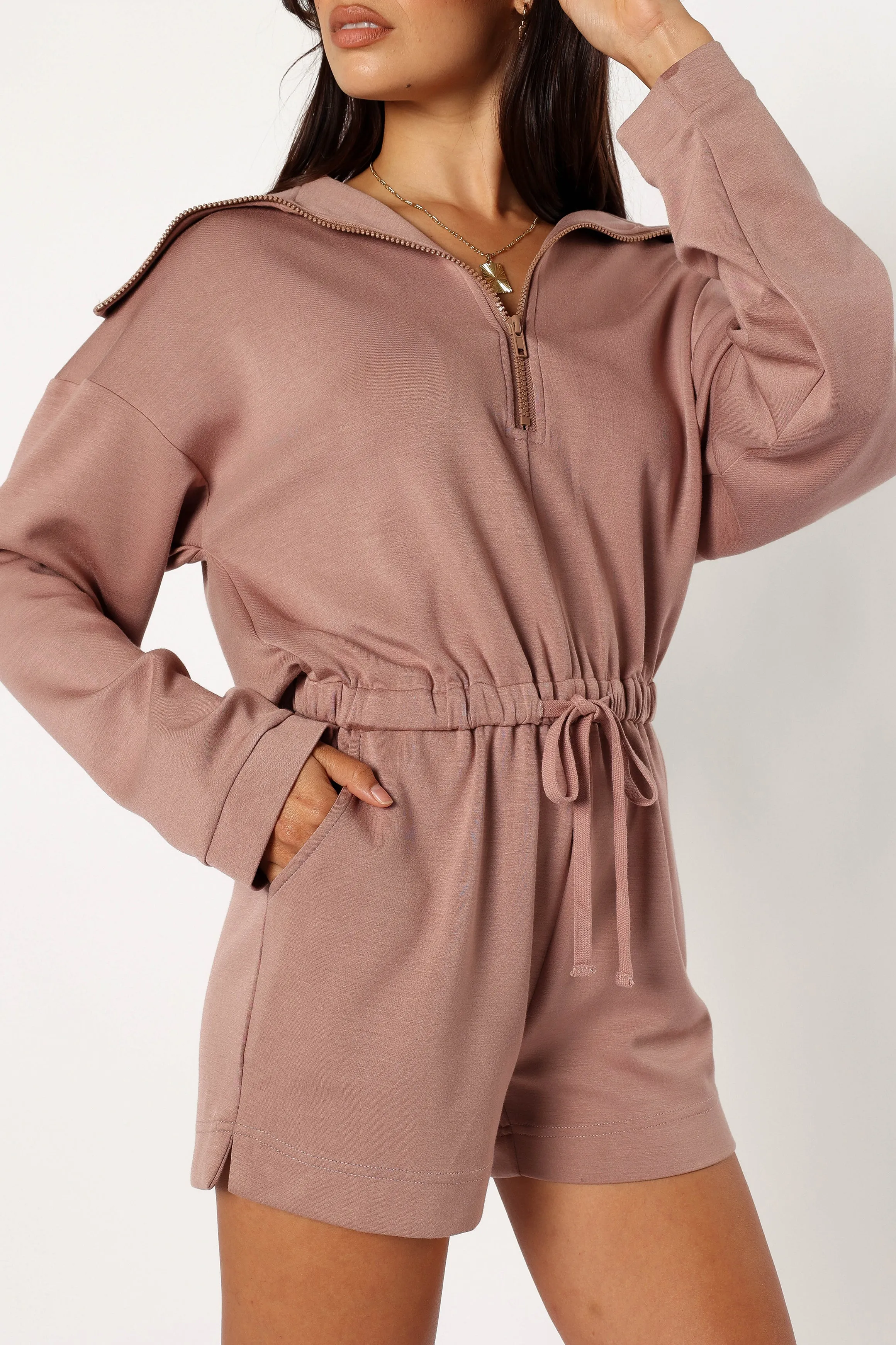 Peri Sweater Romper - Mocha sold by Petal & Pup