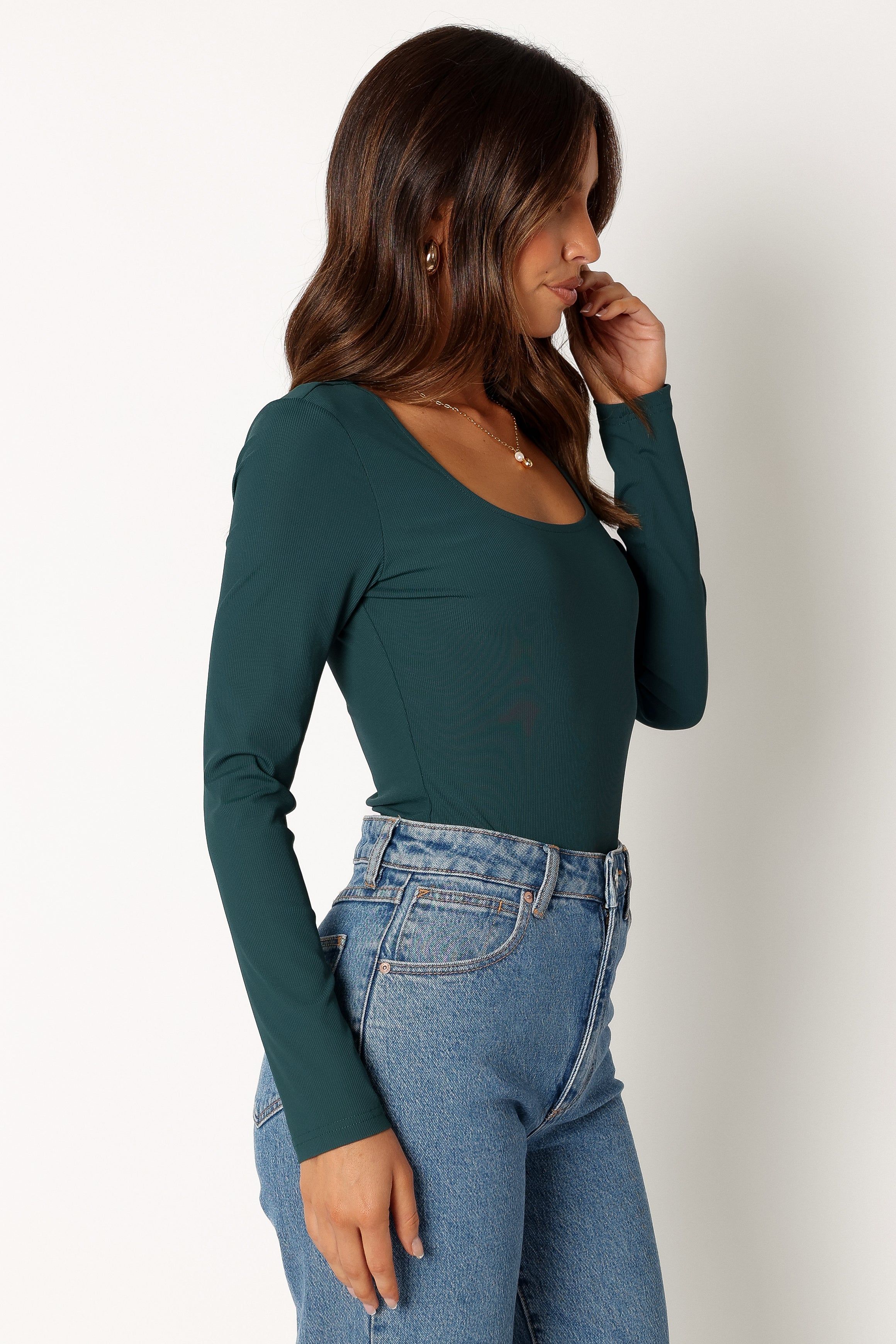 Pia Long Sleeve Bodysuit - Hunter Green sold by Petal & Pup product image thumbnail 5