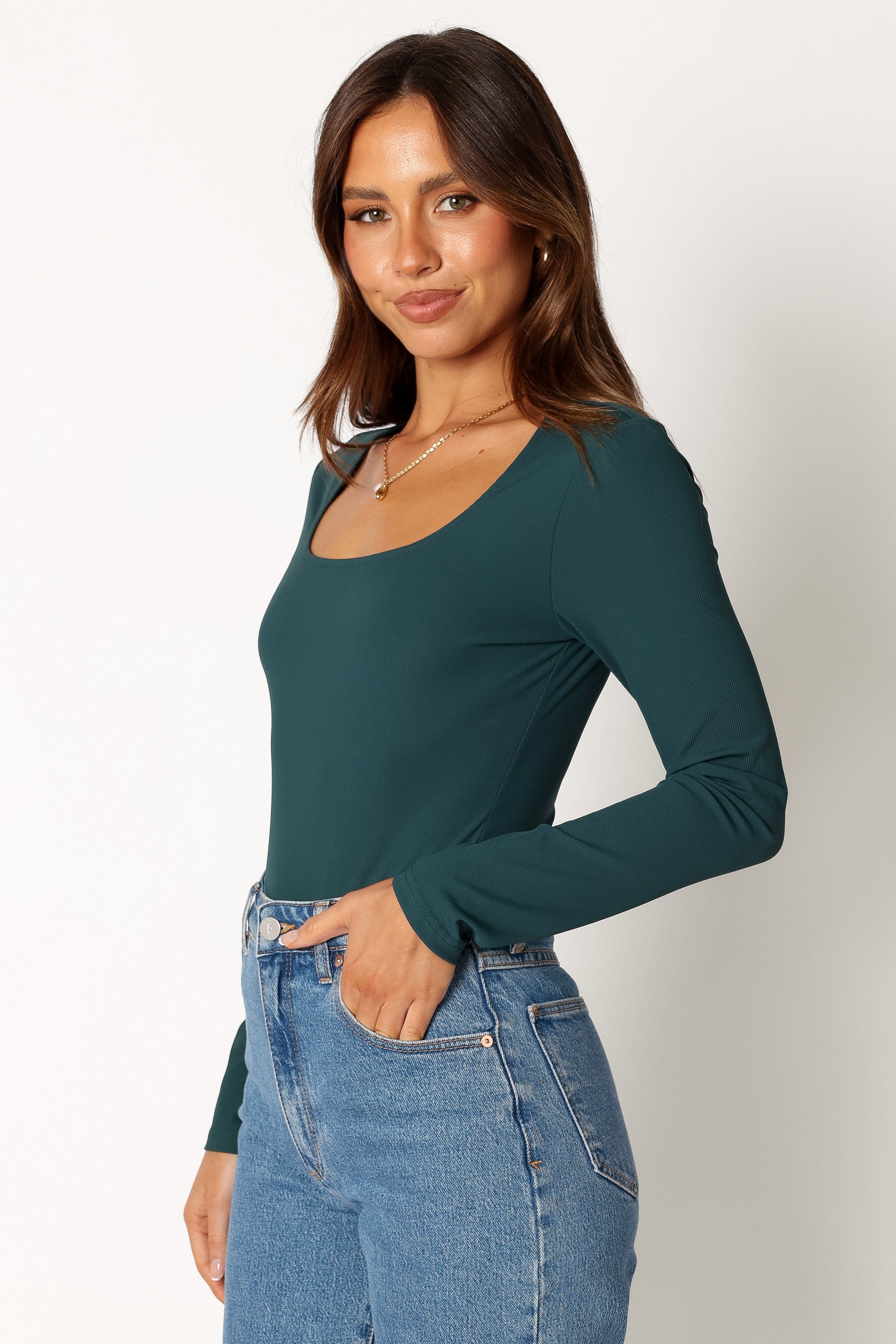 Pia Long Sleeve Bodysuit - Hunter Green sold by Petal & Pup product image thumbnail 2