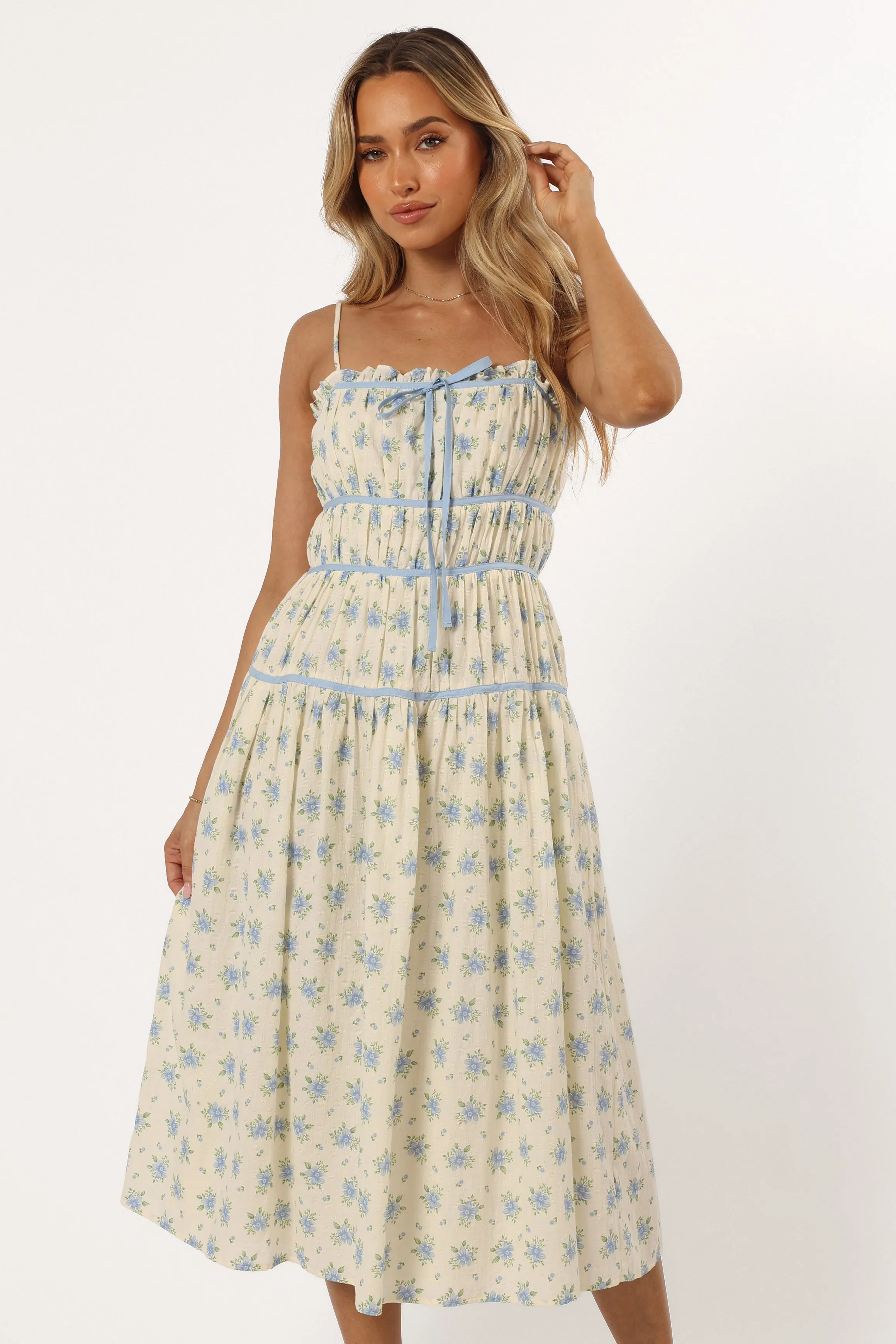Felicity Midi Dress - Ivory Blue sold by Petal & Pup