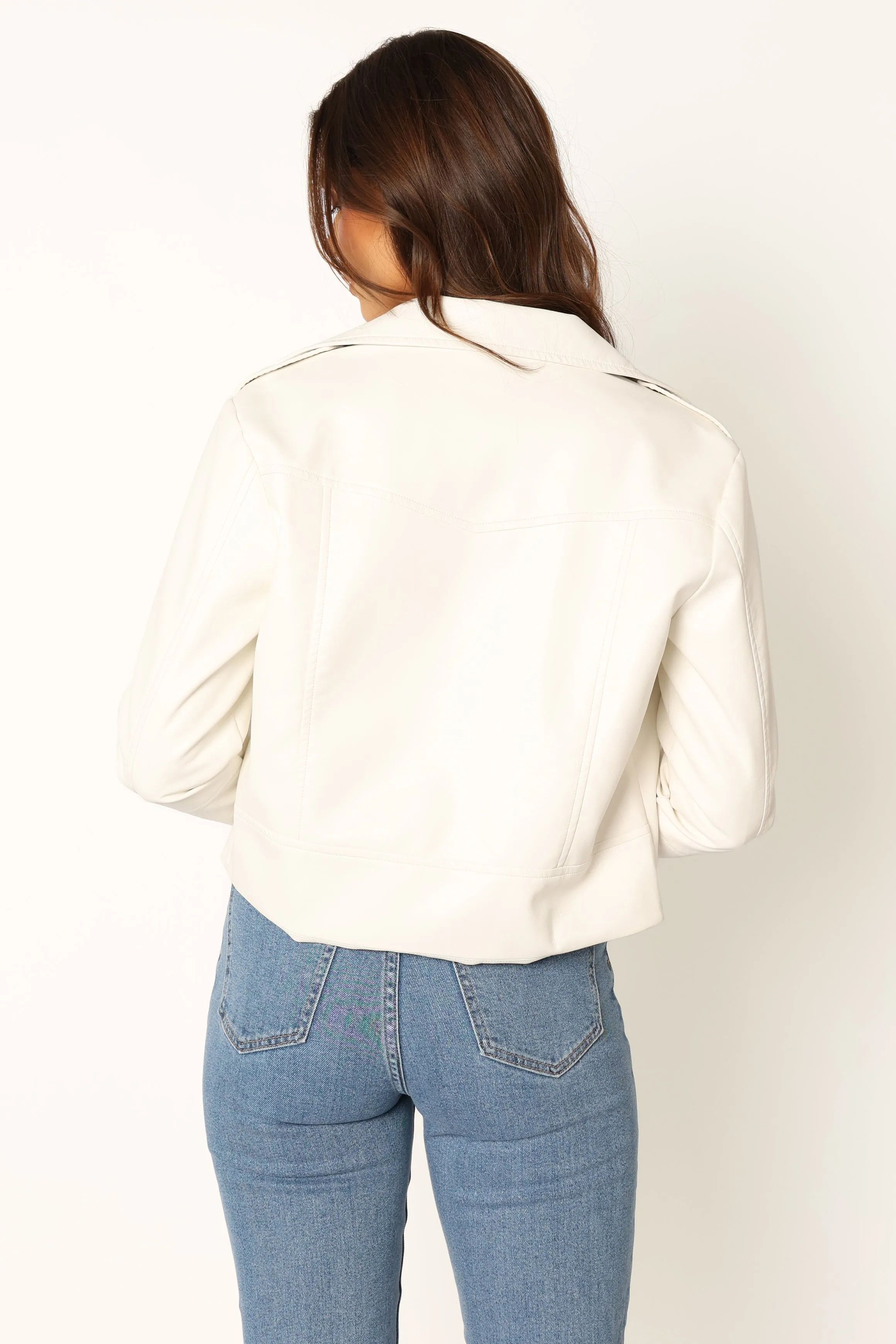 Salem Faux Leather Moto Jacket - White sold by Petal & Pup product image thumbnail 3