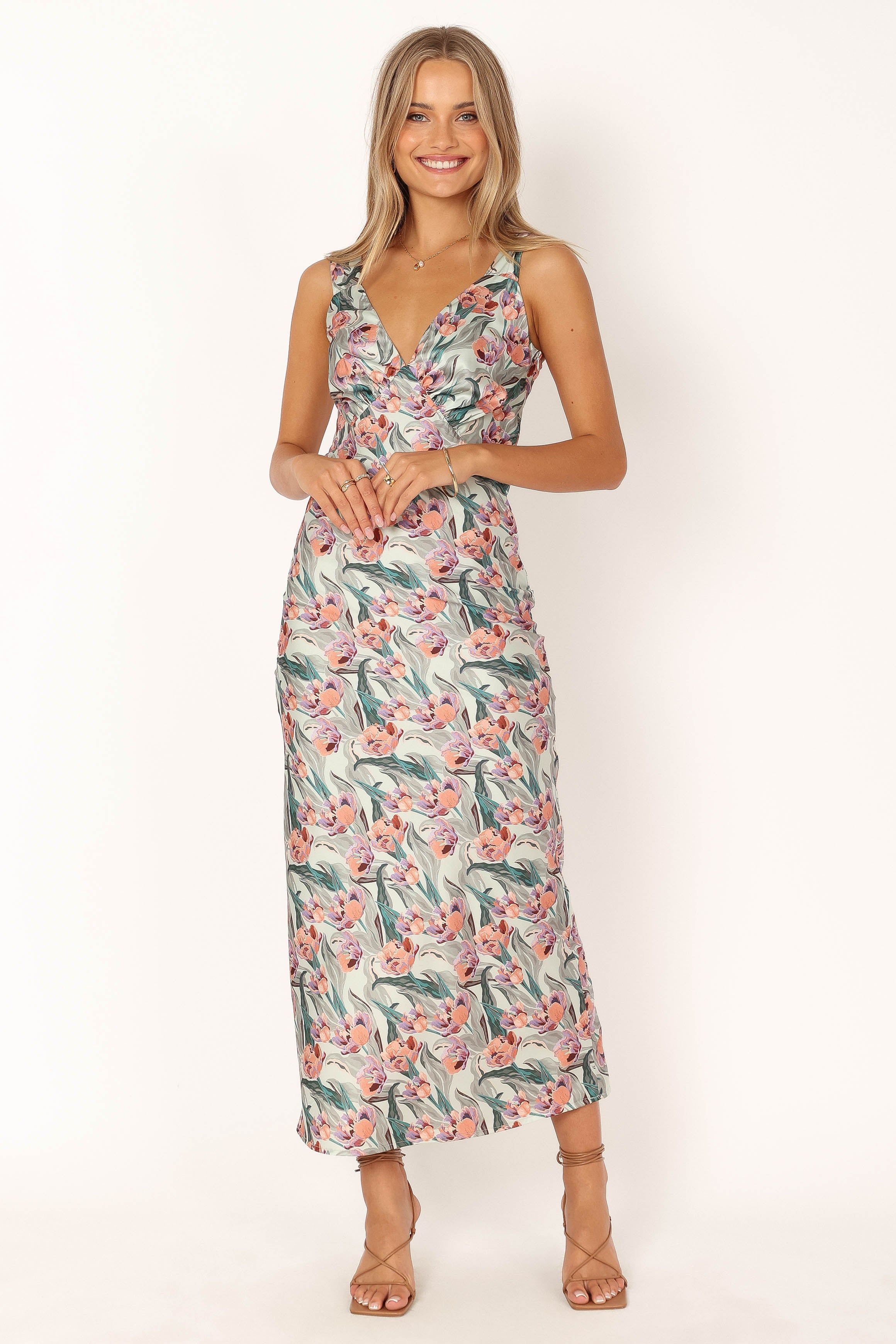 Carson Slip Maxi Dress - Sage Multi sold by Petal & Pup