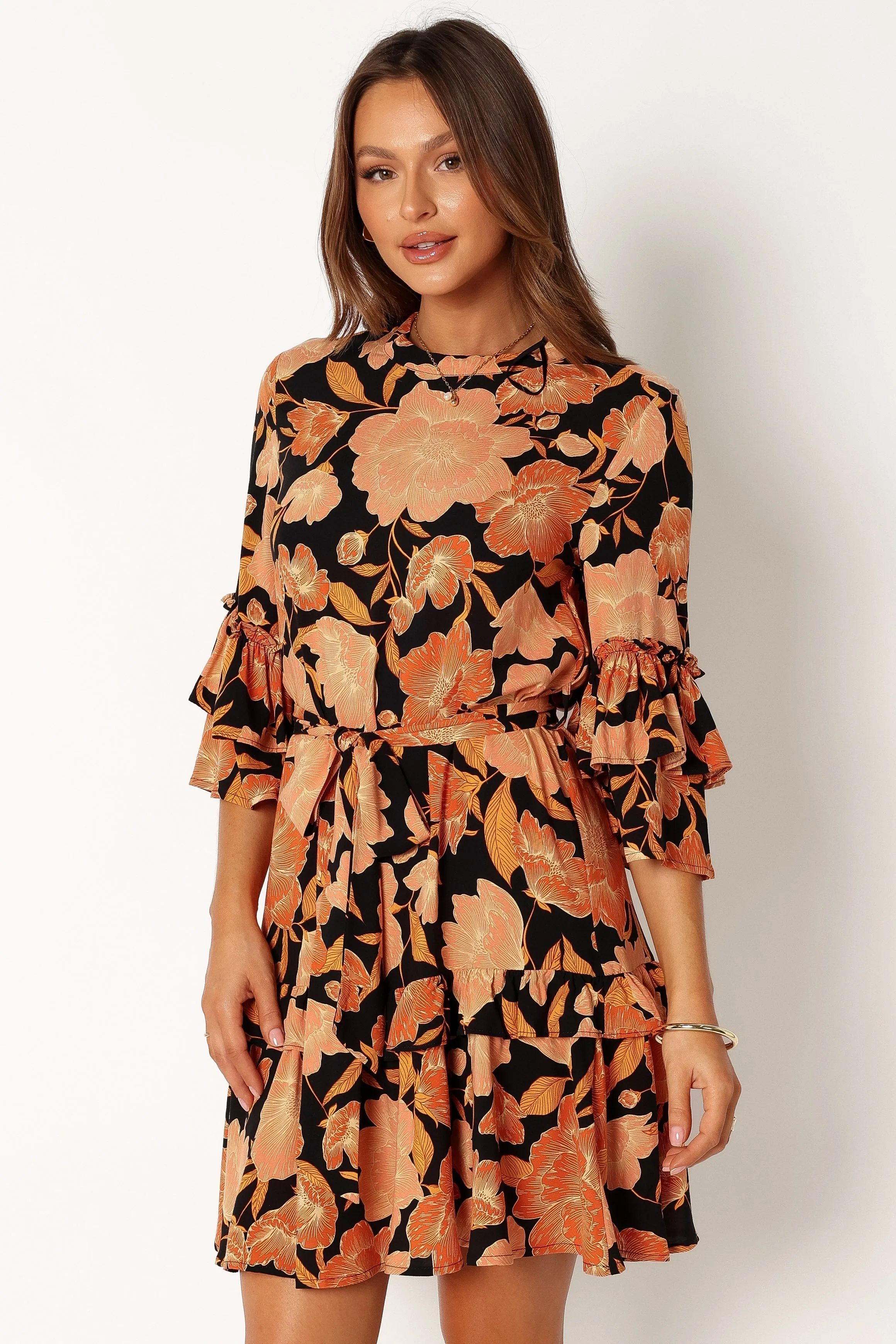 Peta Dress - Black Tan Floral sold by Petal & Pup product image thumbnail 3