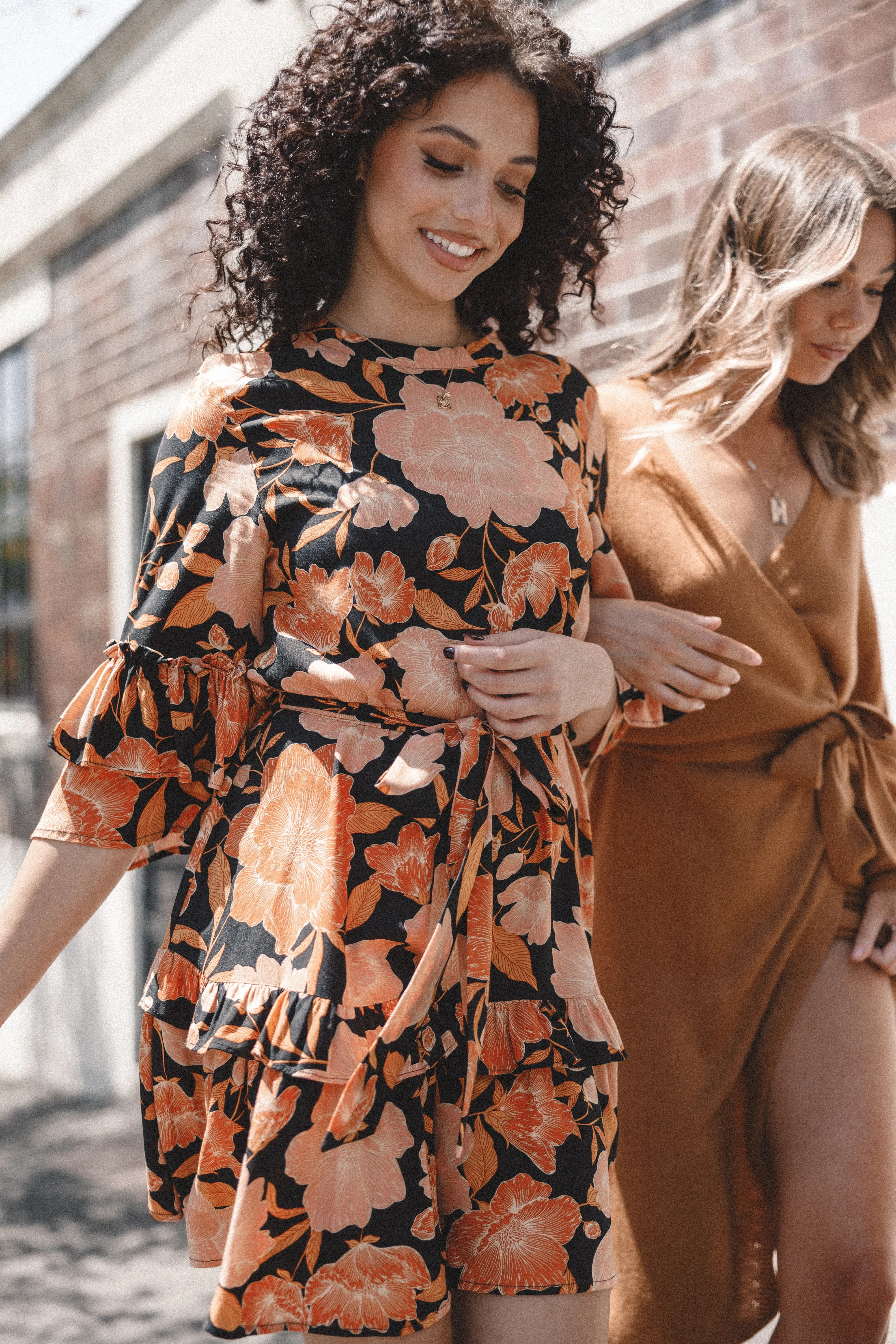 Peta Dress - Black Tan Floral sold by Petal & Pup