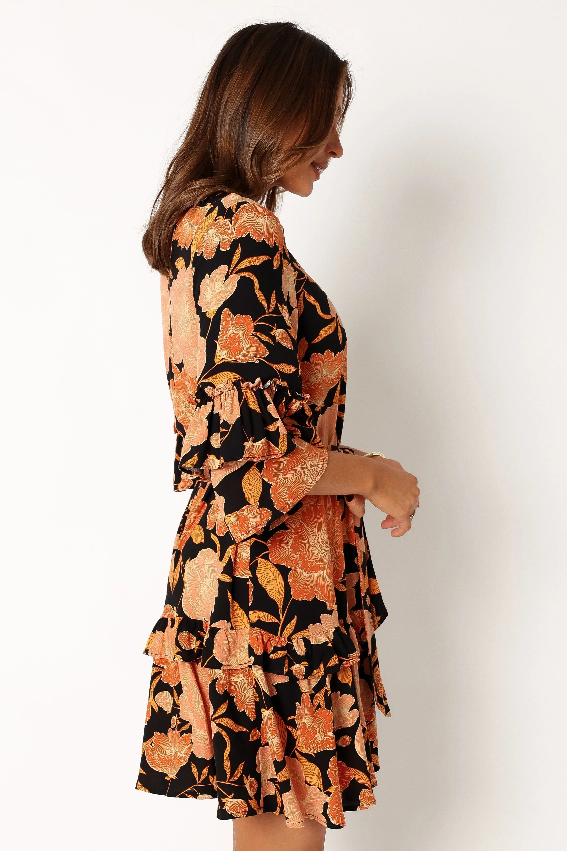 Peta Dress - Black Tan Floral sold by Petal & Pup product image thumbnail 4